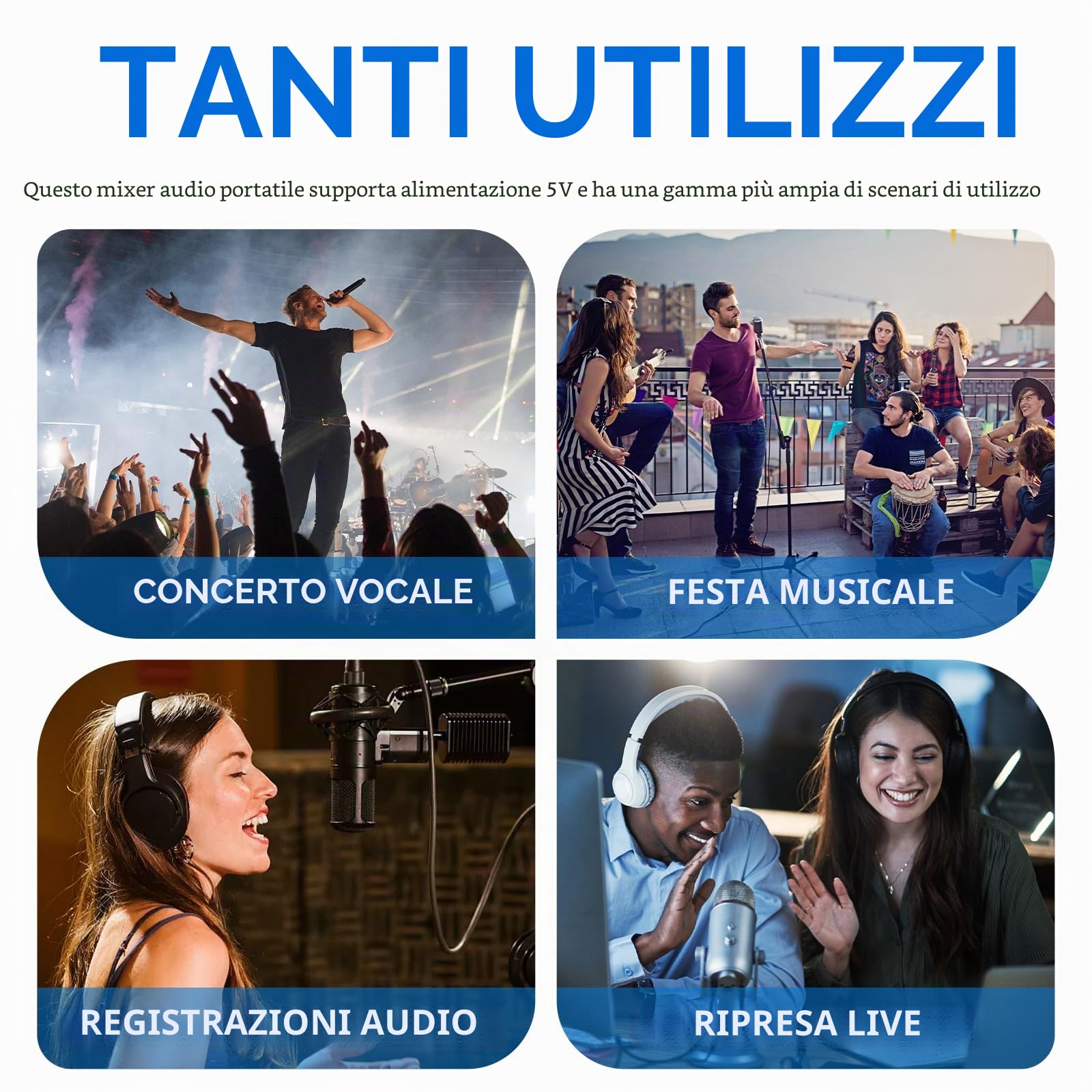 Depusheng M6 Mixer DJ a 6 canali console di miscelazione portatile Bluetooth MP3 256 effetti digitali integrati interfaccia USB per la registrazione del computer streaming live podcasting