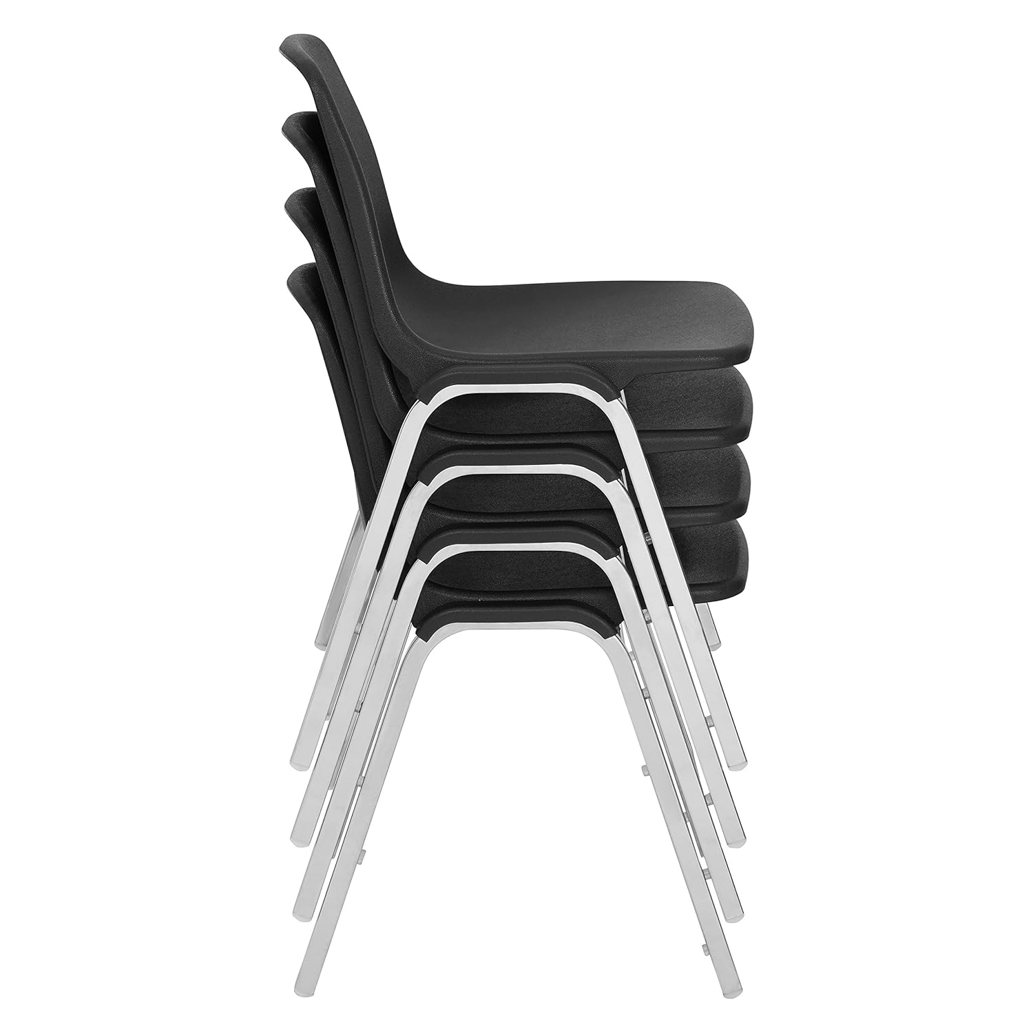 (4 Pack) NPS 8100 Series Poly Shell Stacking Chair, Black : Office Products