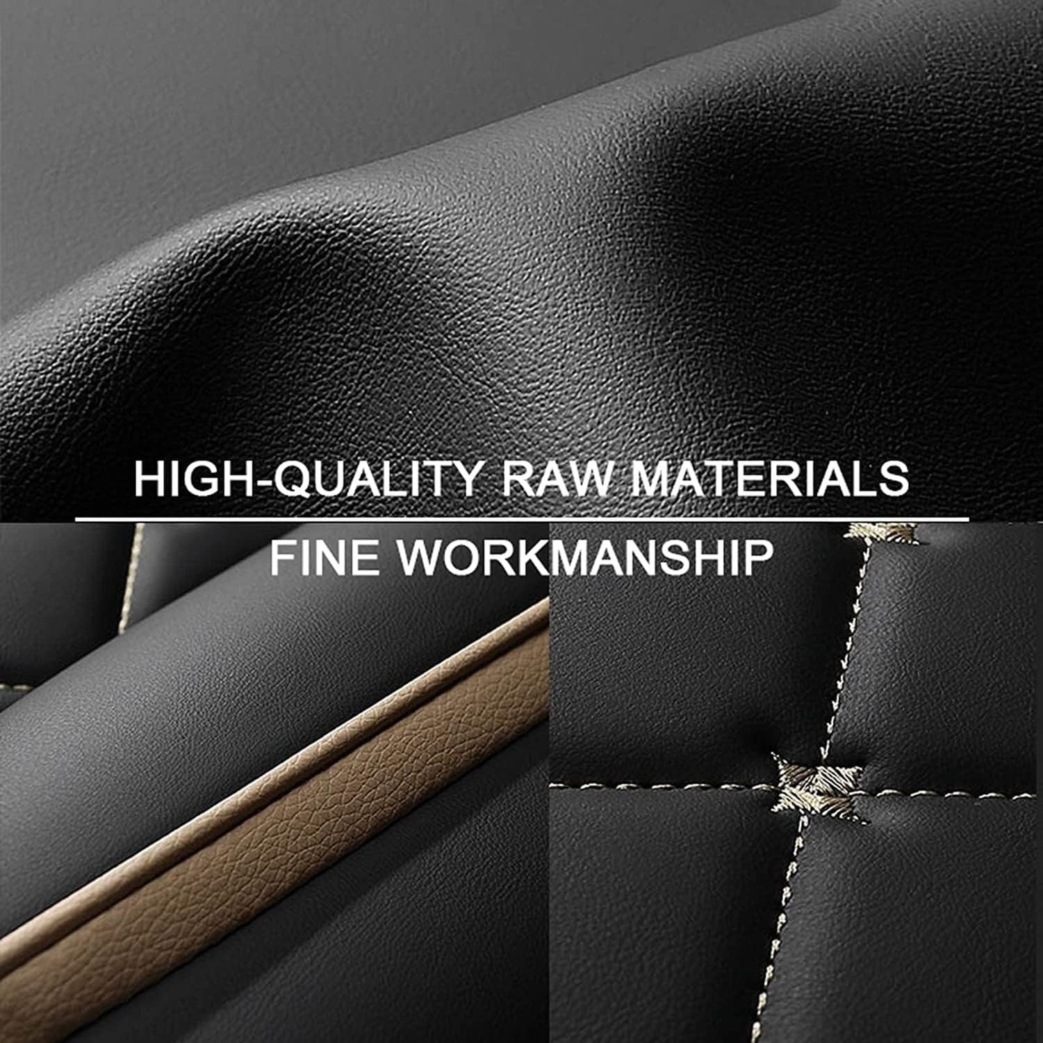 Fundas de Asiento Coche Universales 5 Plazas Protector Asiento Cuero - Cubreasientos Ajustables con Costuras para Coche Gasolina y Diesel, Oro