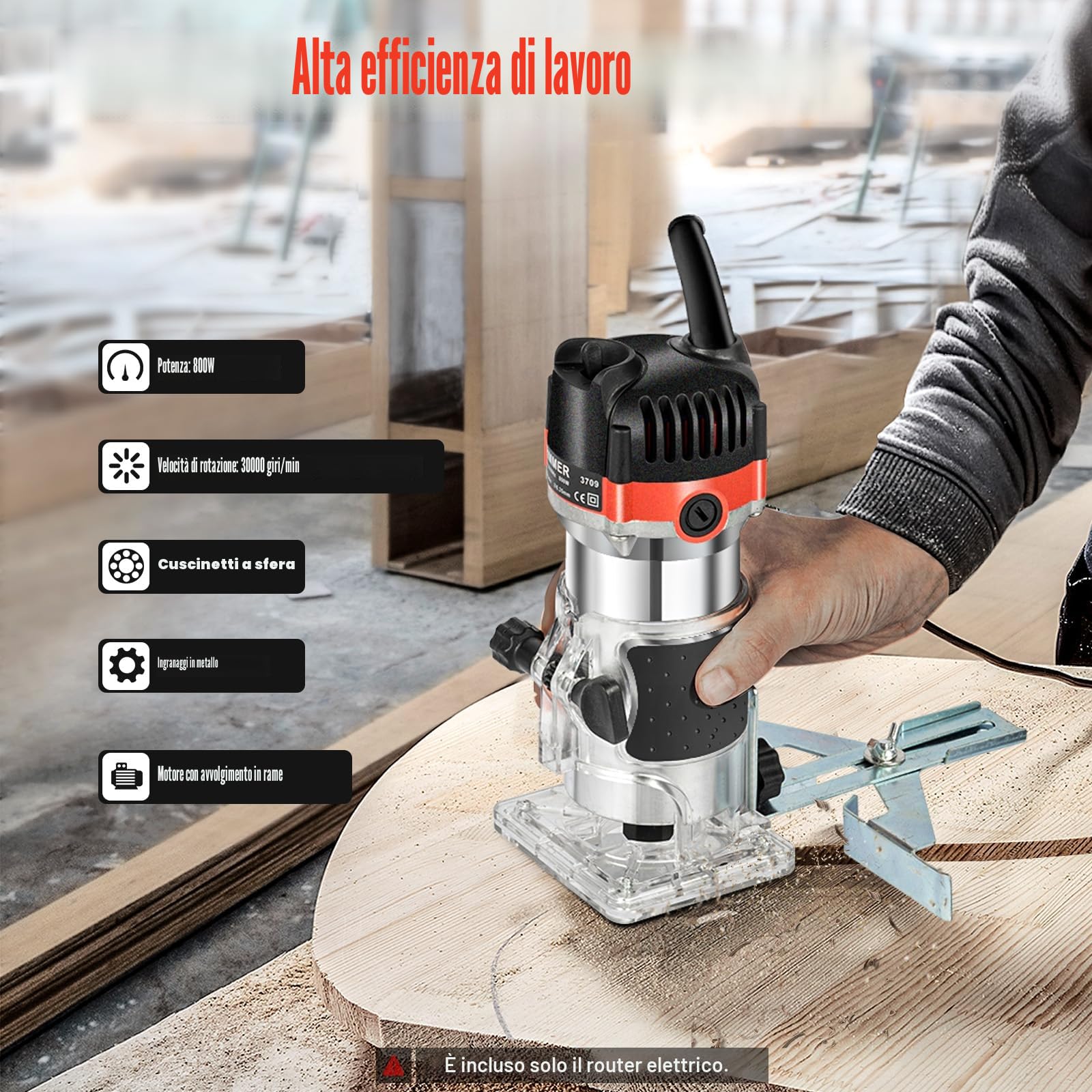 Kantenfräse Fresa per legno Router 220 V 800 W con valigetta e chiave