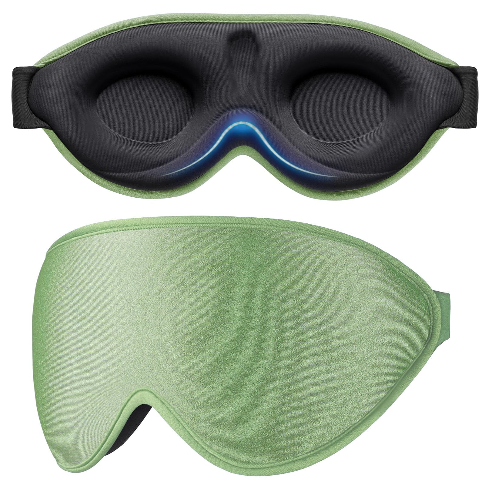 Gritin Schlafmaske für Seitenschläfer, 3D Augenhöhlen Schlafbrille mit Verstellbar Gummiband, Lichtblockierend und Atmungsaktiv, Bequem & Ergonomisch Augenmaske für Mann und Frau, 2 Paar Ohrstöpseln