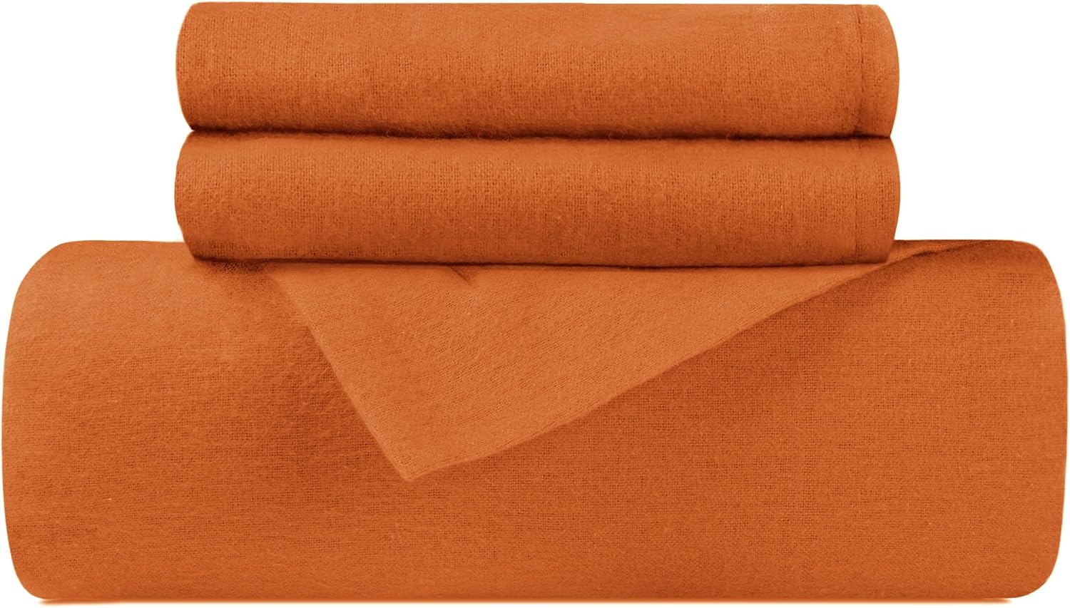 BNM Flannel Cotton Duvet Cover Set, Duvet Insert or Comforter Cover, Fuzzy Warm Bedding, Home Basics, Solid, Button Closure, Includes; 1 Duvet Cover, 2 Pillow Shams, King/California King, Pumpkin