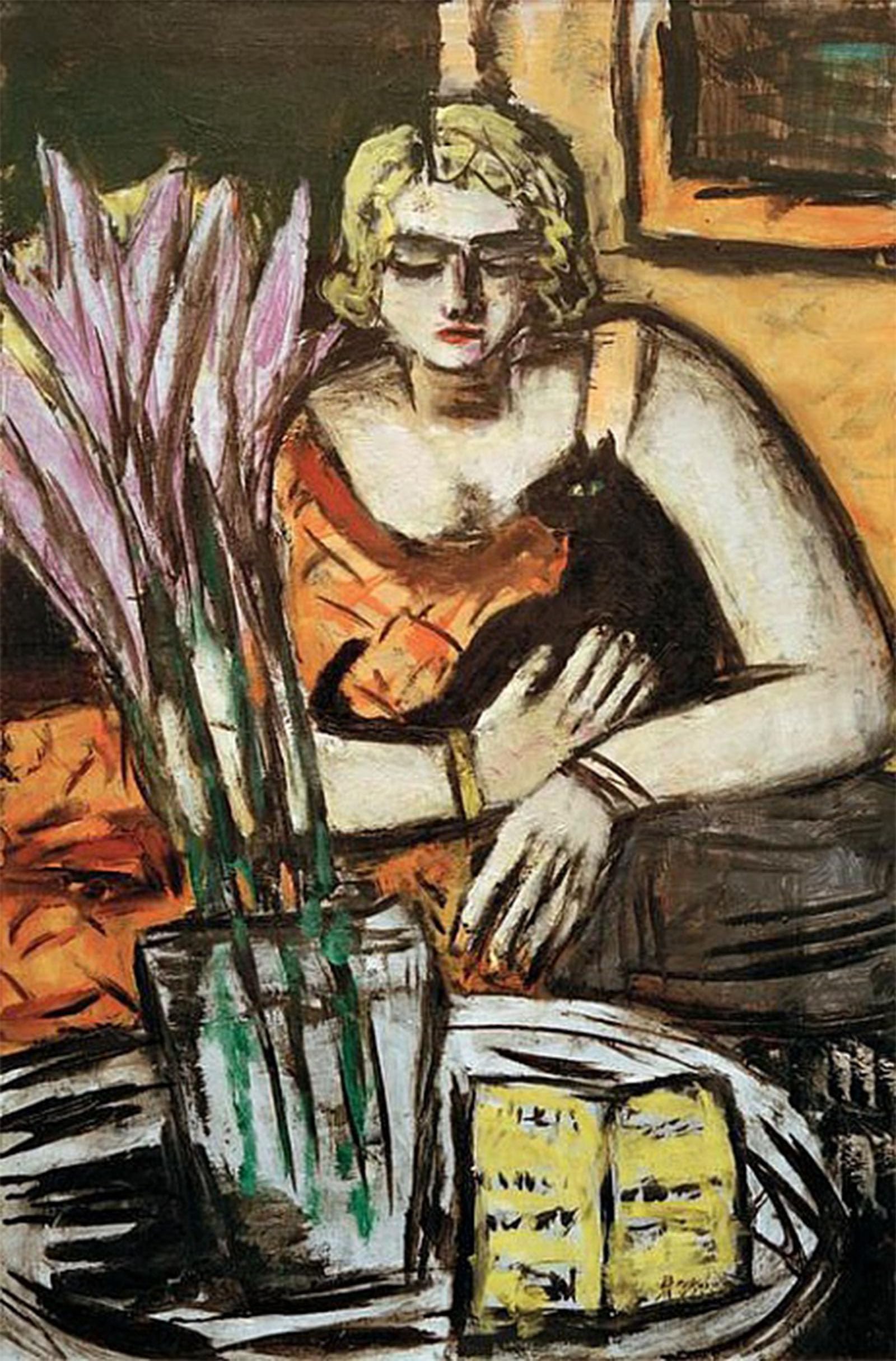 ARTXLXXBN Famous Prints Artwork Pictures Poster Painting Art Woman with Cat by Max Beckmann Artwork Landscape Pictures for Home Decor 60x90cm