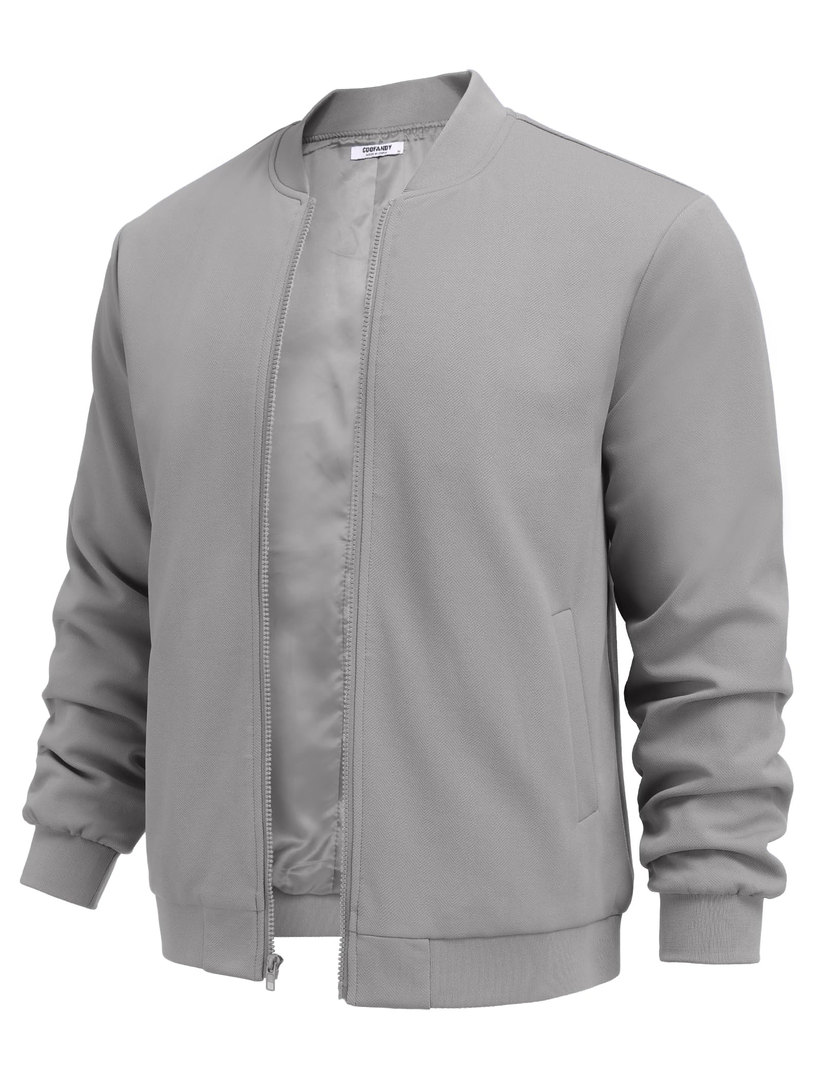 Men's Lightweight Bomber Jacket Casual Stylish Fall Jackets Full Zip Knit Jackets Varsity Textured Coat