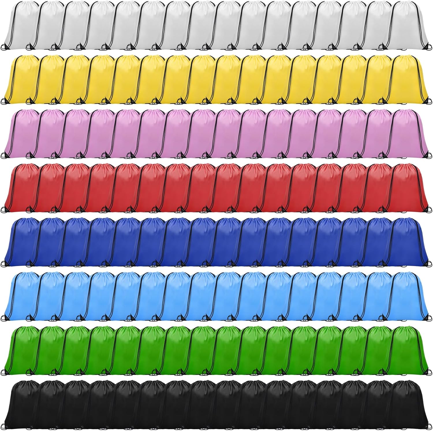 128Pcs Drawstring Bags Bulk Cinch Bag, Polyester String Bag Drawstring Backpack for Trip Party Camping Sports Gym Yoga（Classic）