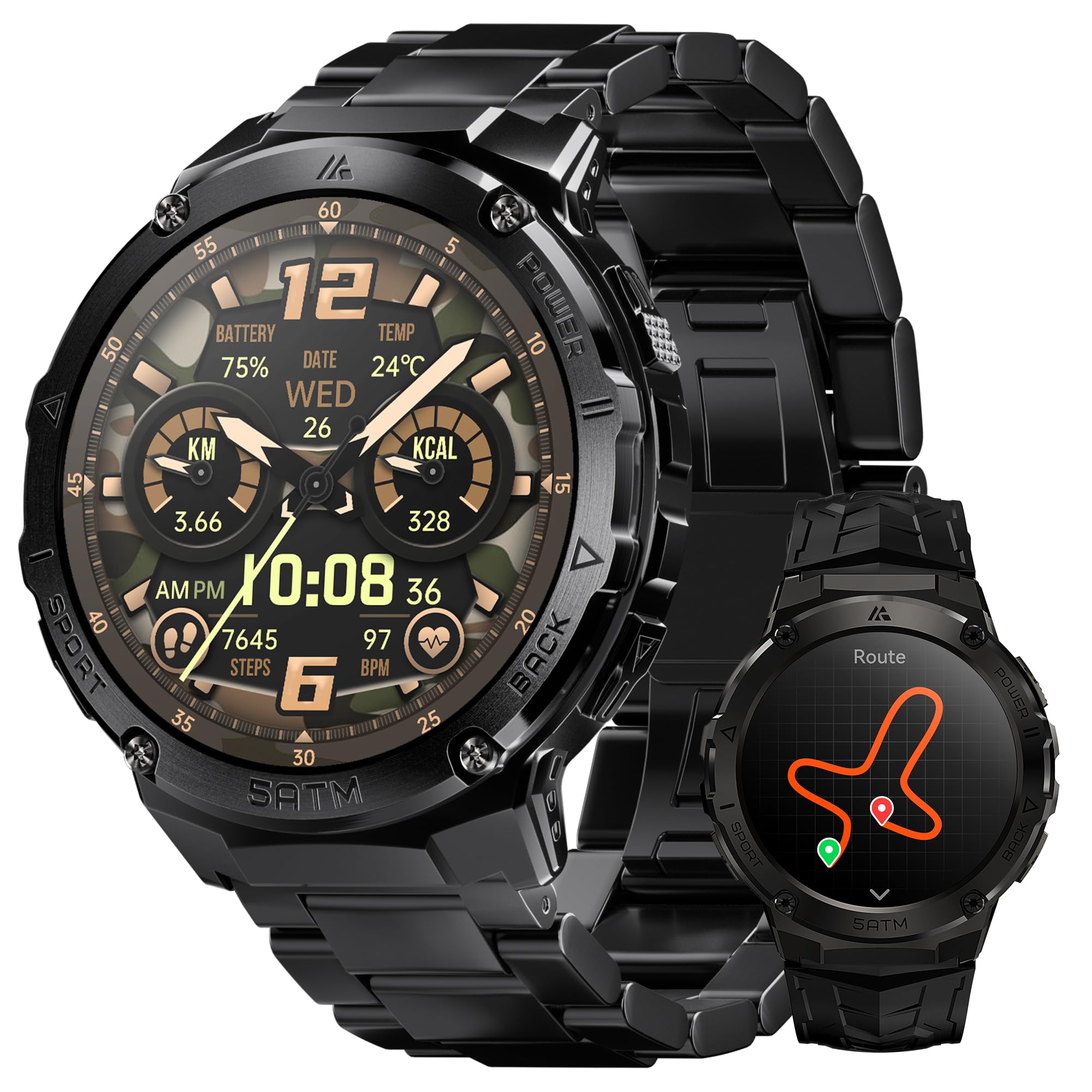 HIDAMEL T3E Smartwatch Uomo, Orologio smartwatch Uomo GPS Integrato, AMOLED 1,43", Chiamata Bluetooth, Impermeabile 5ATM, Bussola, Pressione, 170 Modalità, Durata 40 Giorni, Fessurazione Anti-Crash