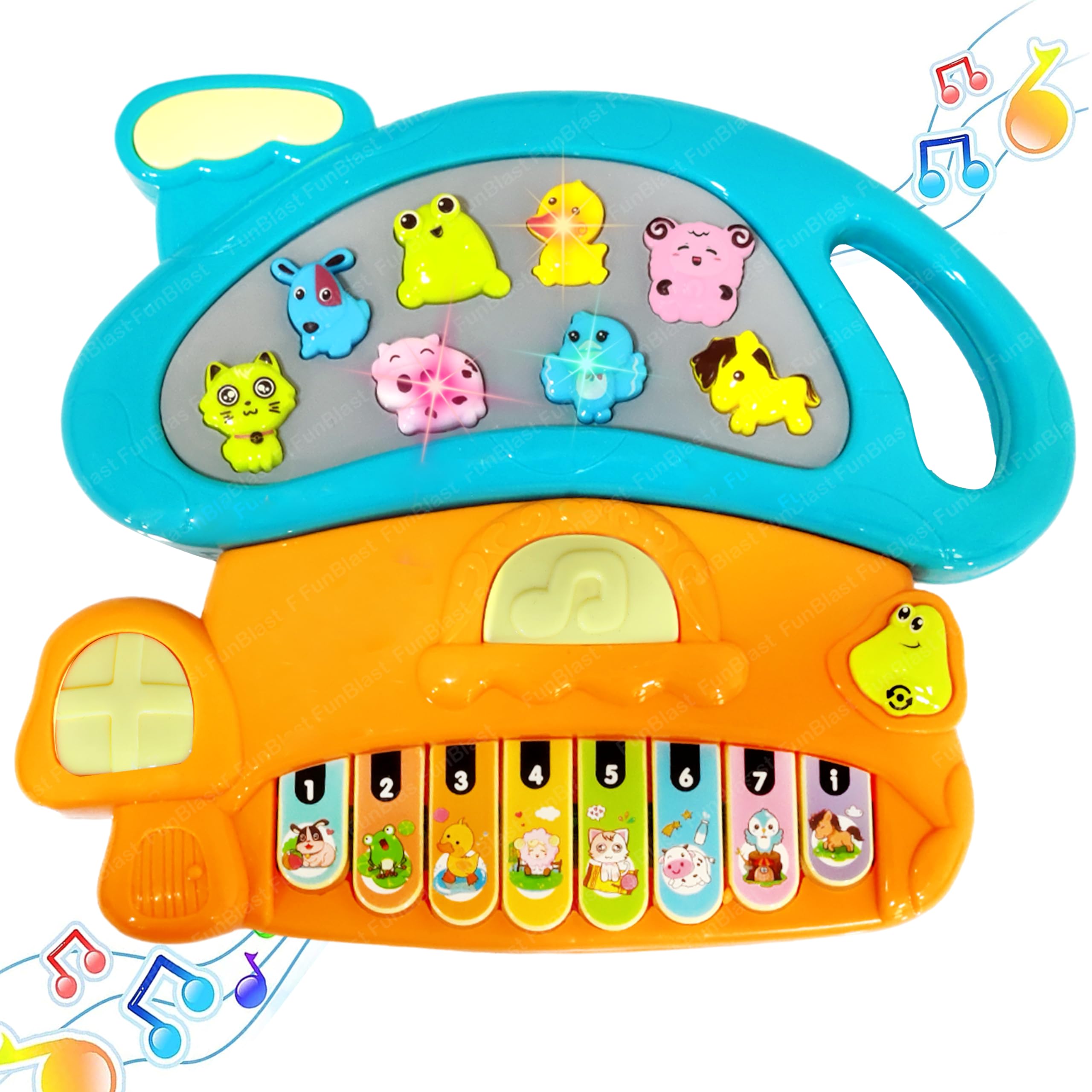 FunBlast Piano for Kids - Electric Mushroom with Organ Keyboard Musical Instrument Toys, Mushroom Keyboard with Flashing Lights, Animal Sounds and Songs, Musical Toys for Kids (Random Color)-image-17