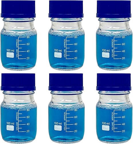 Karter Scientific - Botellas redondas de vidrio de borosilicato de 33.8oz. liq. con tapa de rosca GL45