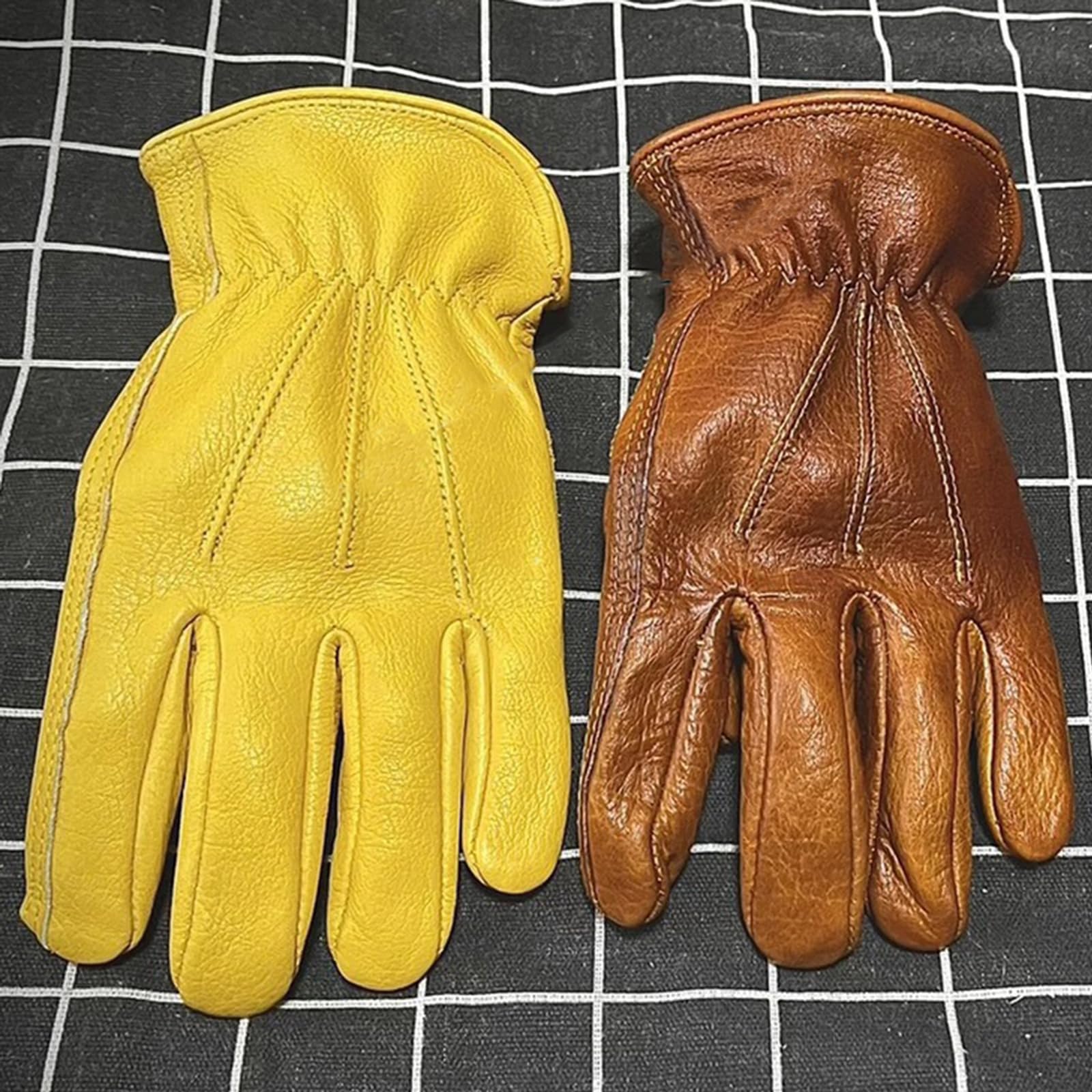 Oryginalne Skórzane Rękawice Motocyklowe dla Mężczyzn Ręcznie Robione w Stylu Retro Ze Skóry Bydlęcej Bez Podszewki do Jazdy Na Rowerze