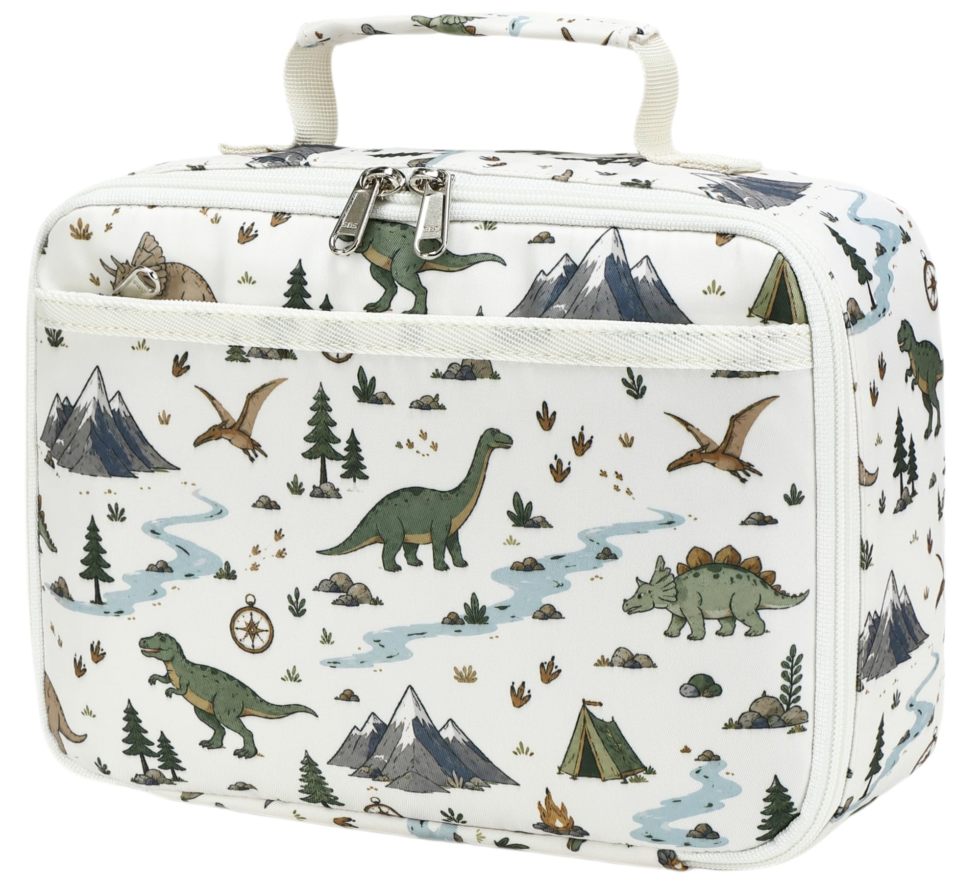 CAMTOP Lunch Box Kids Boys Insulated Lunch Cooler Bag Reusable Lunch Tote Kit for School Travel (Begie Dinosaur)