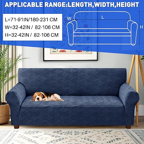 Miniatura 2 de YEMYHOM 1 funda elástica para sofá de 3 cojines, funda de sofá jacquard con parte inferior elástica antideslizante, funda gruesa, protector de
