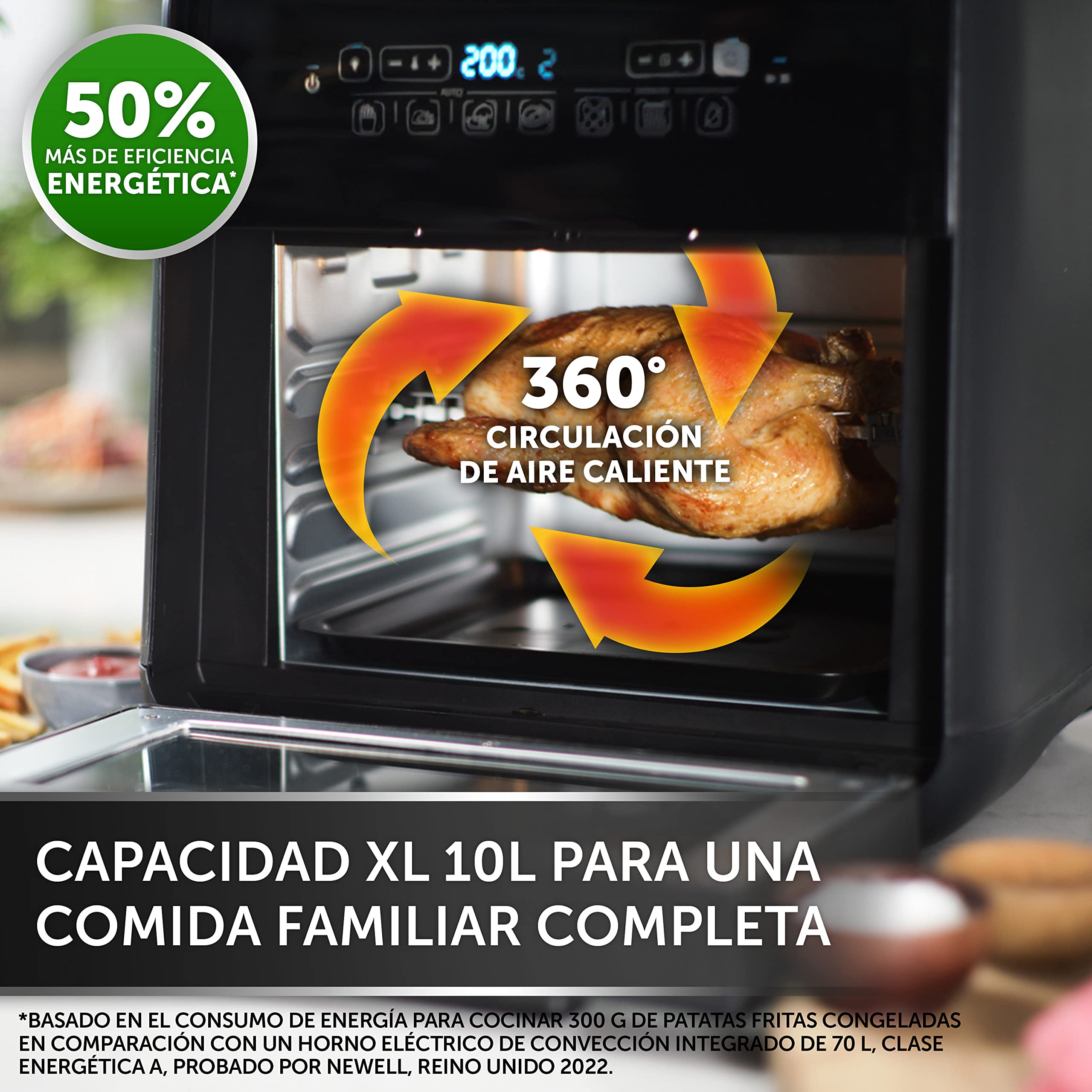Breville freidora de aire y asador halógeno | Horno freidora de aire extragrande digital | 10 l | Freír, hornear y deshidratar | 2000 W | Eficiente energéticamente | Negro y gris [VDF127X]