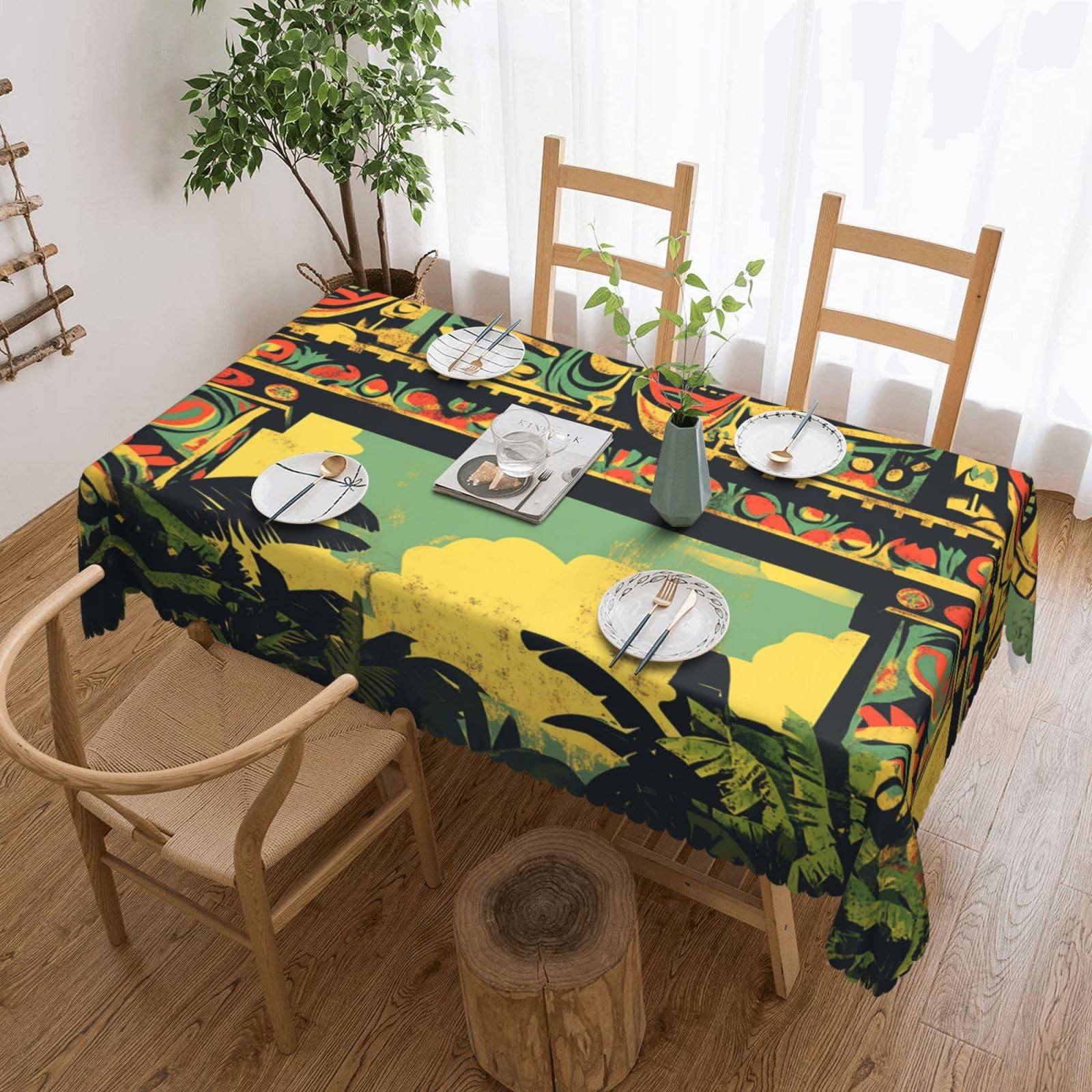 Nappe rectangulaire motif arche lavable pour table anti rayures