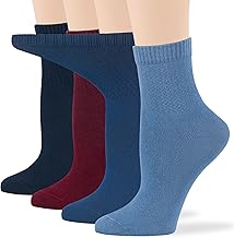 7BIGSTARS KINGDOM Women Diabetic Bamboo Quarter Socks - 4 Pairs Extra Wide Soft Seamless, Patterned and Solid, Breathable