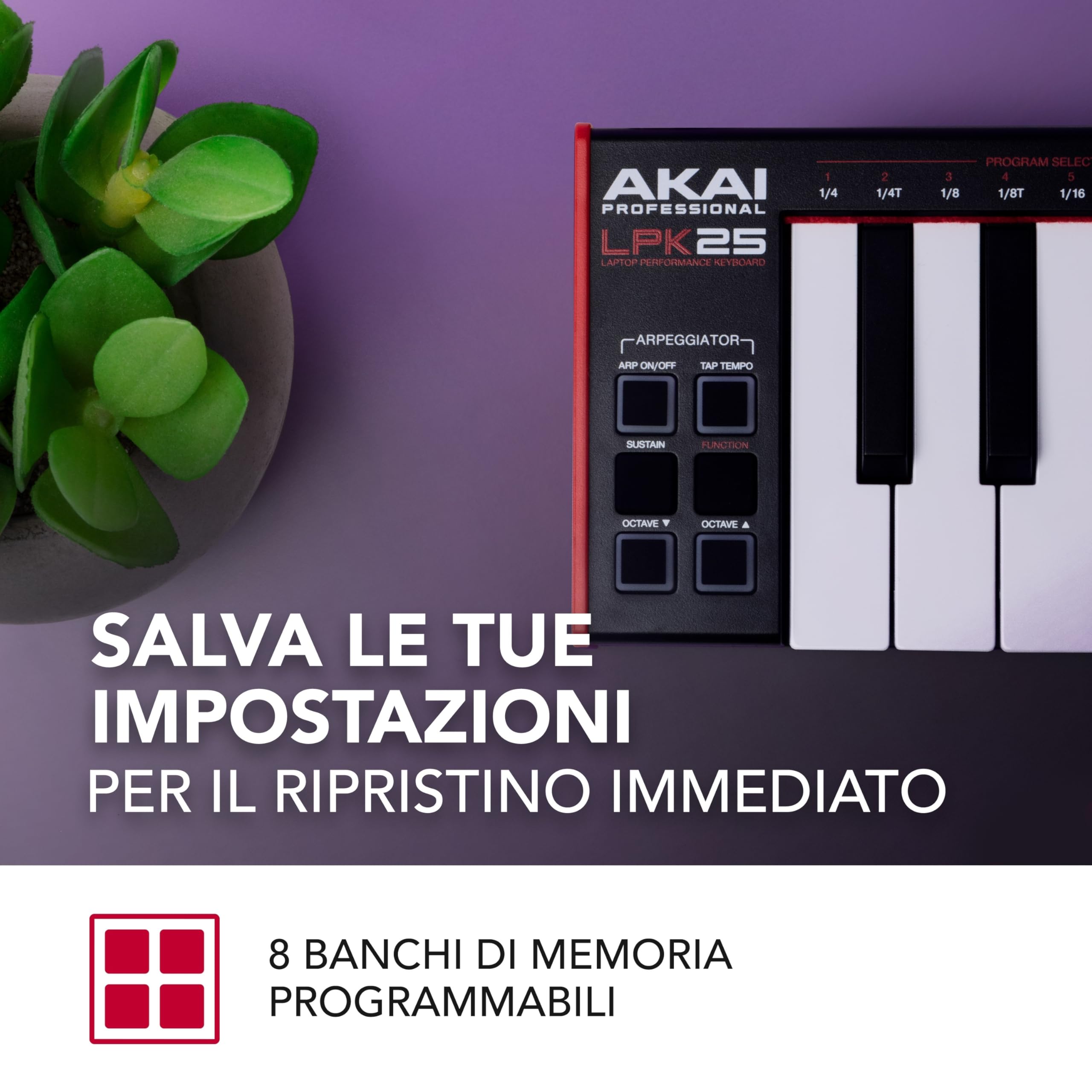 Akai Professional LPK25 - Controller Tastiera MIDI USB con 25 Tasti Synth Reattivi per Mac e PC, Arpeggiatore e Software Musicale