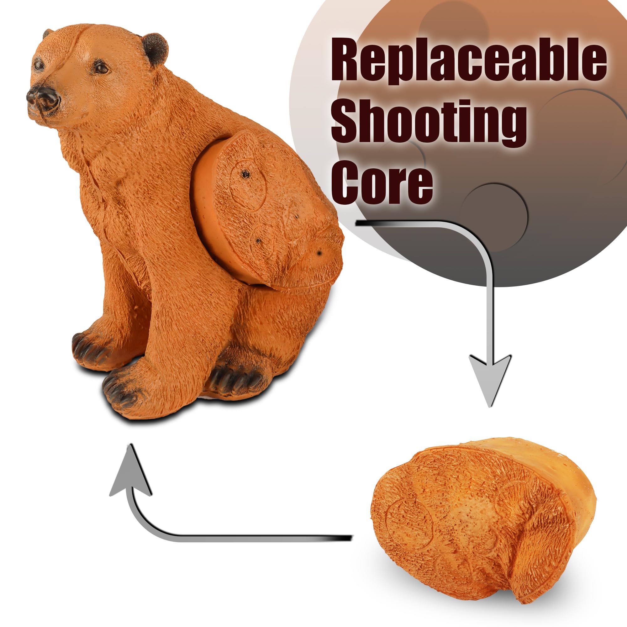 Archery Target 3D Brown Bear With Replaceable Core & Yard Stakes - High ...