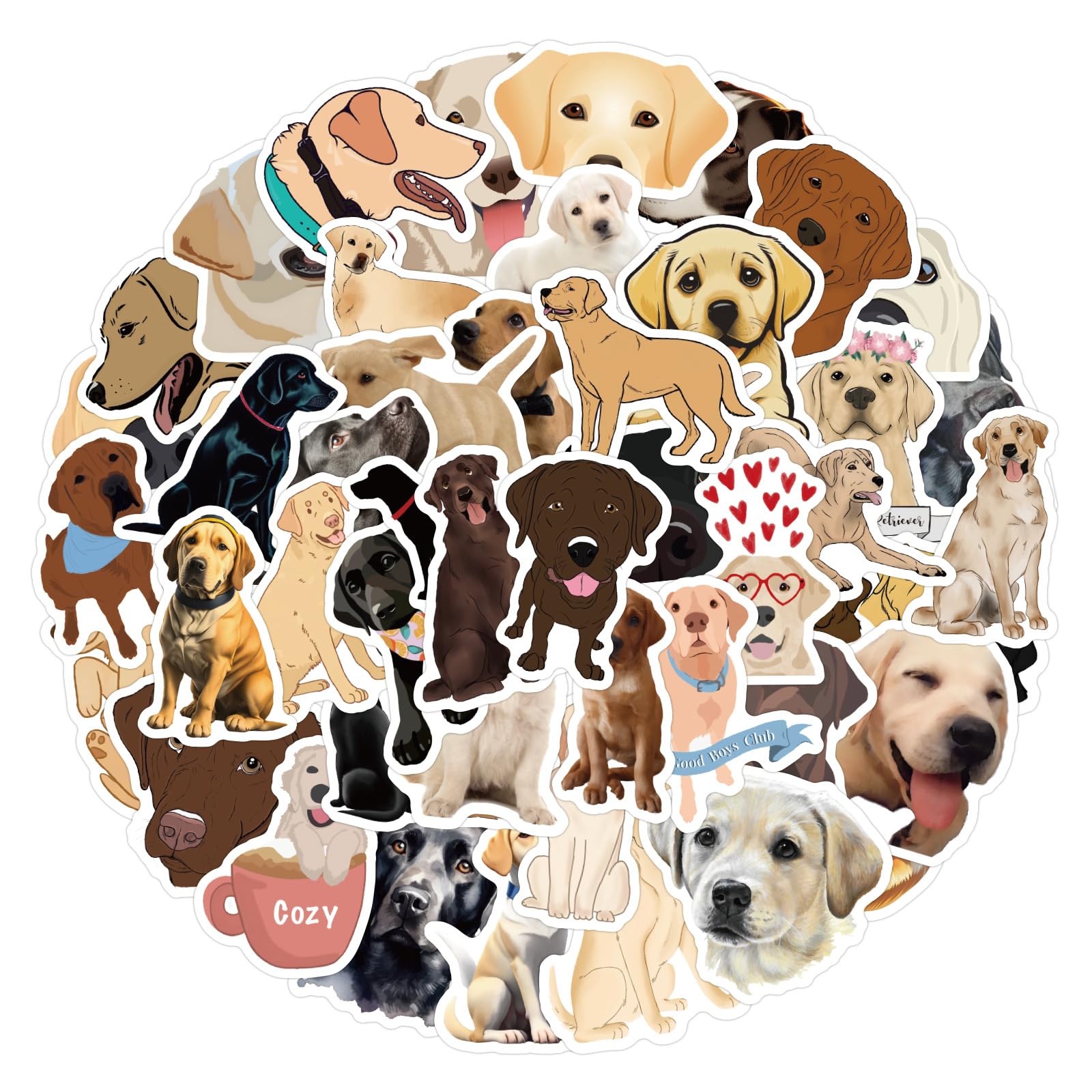 50Pcs Labrador Retriever Stickers for Kids Teens Adults Boys Girls Gift,Aesthetic Stickers Pack for Laptop,Skateboard,Luggage,Car,Bike