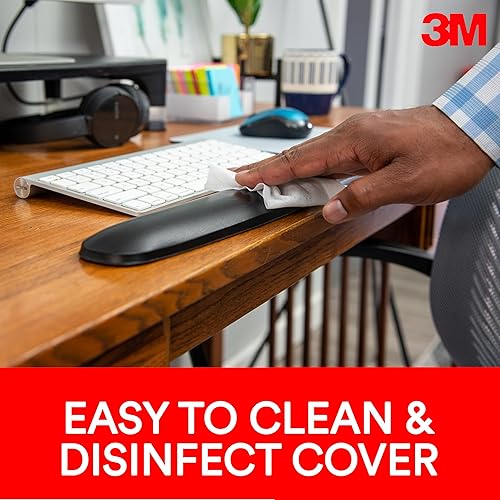 Miniatura 4 de 3M Reposamuñecas de gel para teclado y mouse con plataforma ajustable de inclinación, alfombrilla de mouse precisa, 25.5 x 10.6 pulgadas, negro