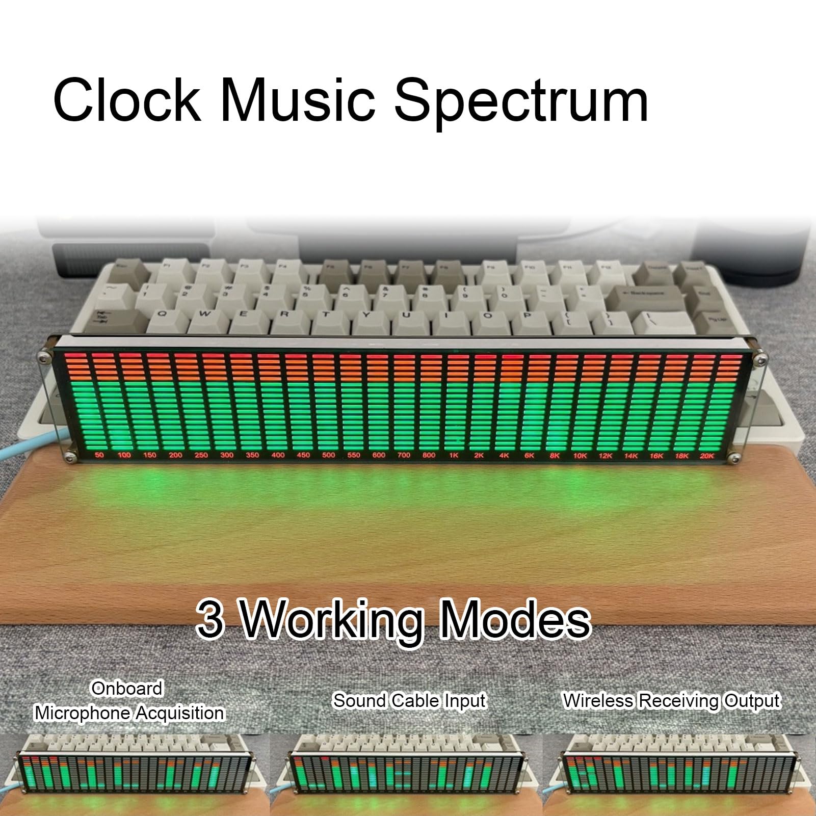 Analizator Widma Muzyki, Czujnik Dźwięku z Wejściem AUX 3,5 Mm, Analizator Przetworników z Zegarem Cyfrowym i Zakresem Częstotliwości 20 Hz–20 KHz, Idealny do Domowej Rozrywki i (#1)