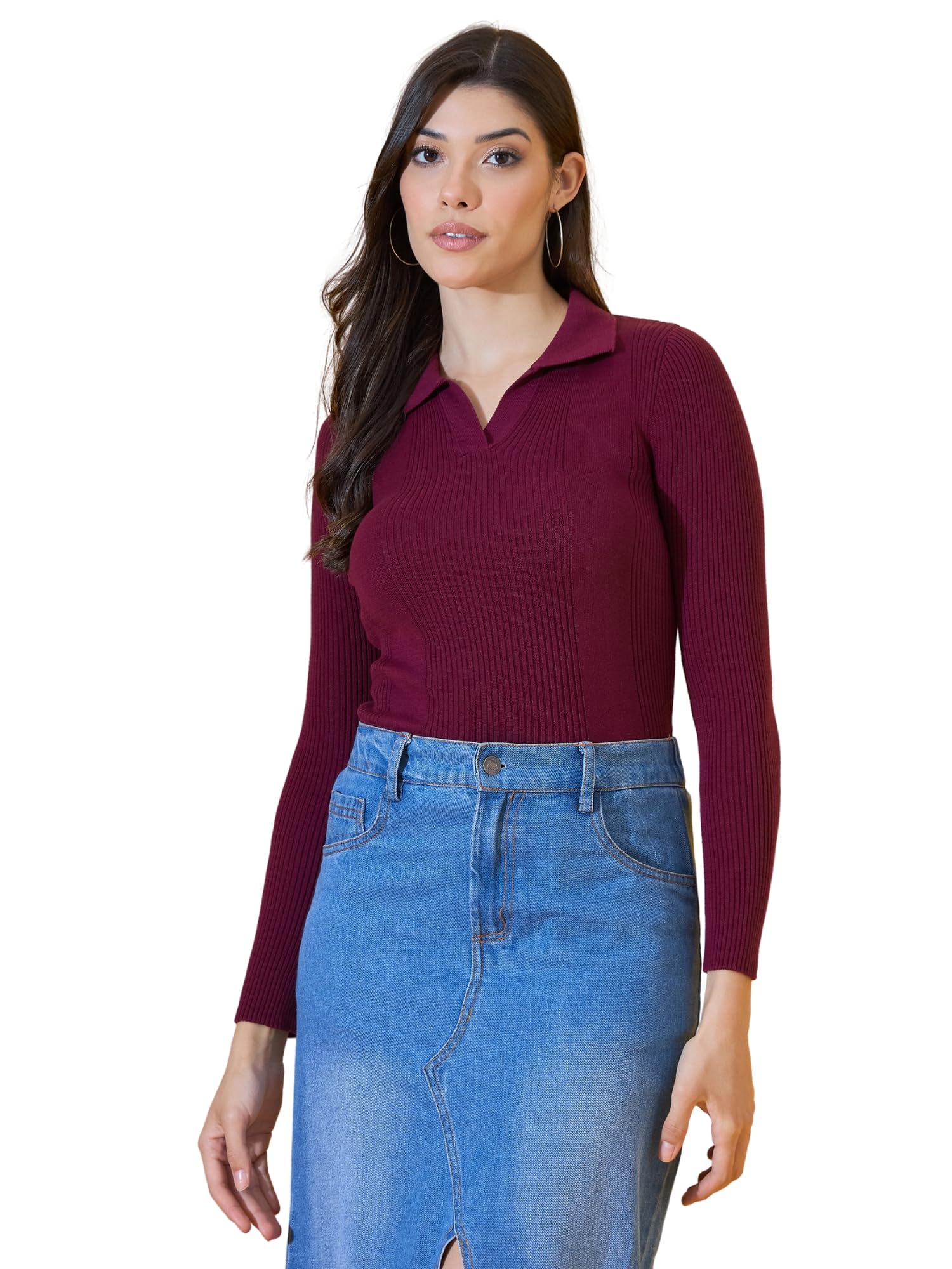 98 north 98 Degree North Women Spread Collar Sweater-G1577-BLACK-picture-2