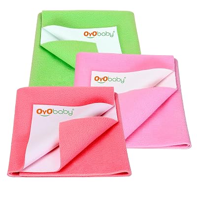 OYO BABY Waterproof Sheet, Extra Absorbent Fastest Dry Sheet for Baby, Anti-Piling Fleece Baby Bed Protector, Medium Siz