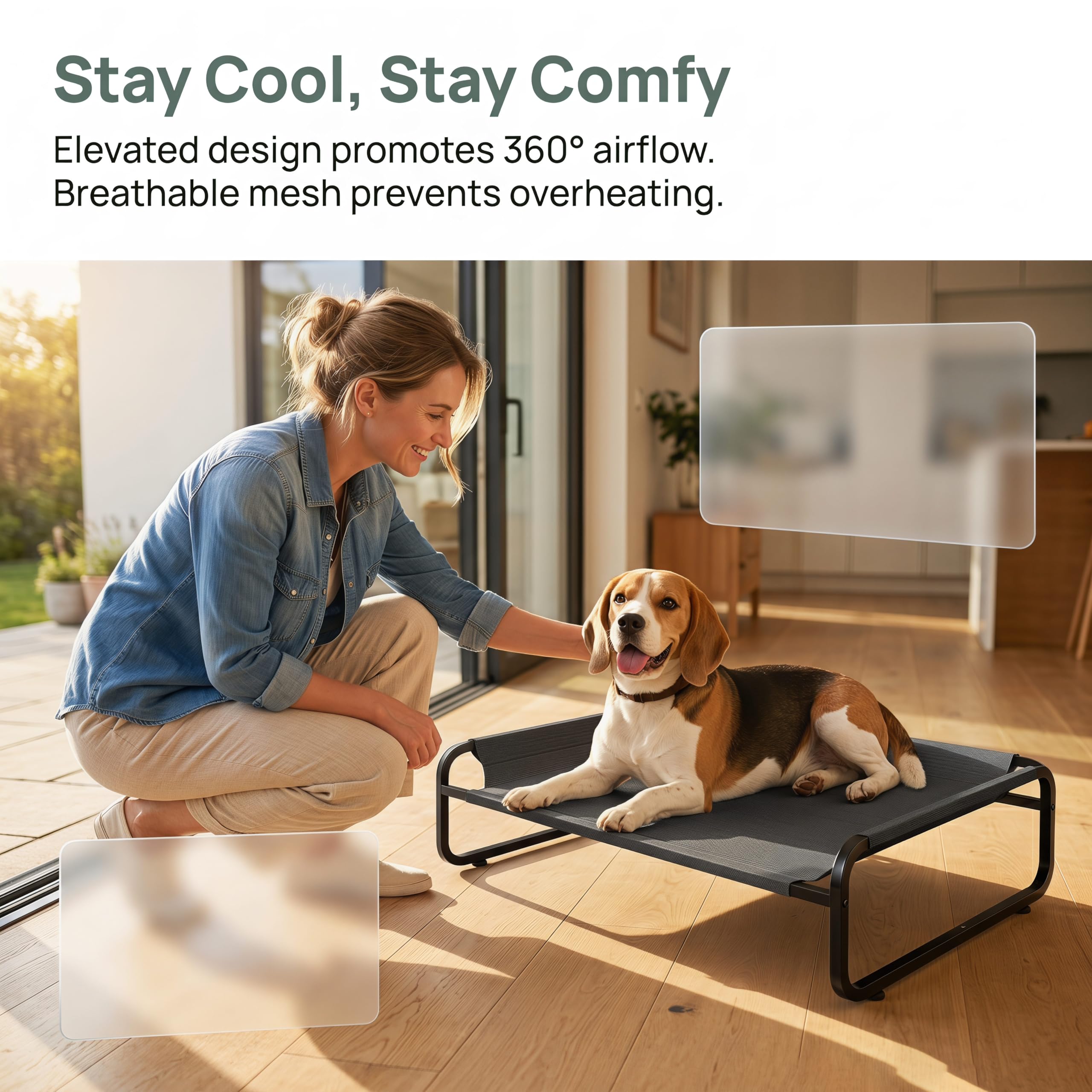 Hundebett für Mittelgroße Hunde, wasserdicht, kühlend, 110 cm | für Drinnen und Draußen,Hundebett Outdoor Sommer-Hundeliege für unde und Katzen, Hundestrandkorb Atmungsaktivem Netzgewebe