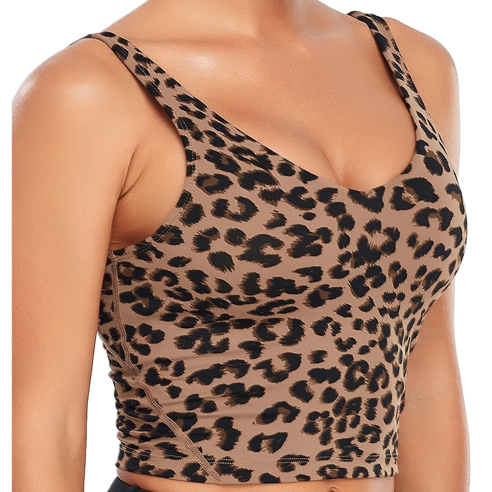 Sujetador Deportivo Sujetador Deportivo Acolchado con Estampado De Leopardo For Mujer, Transpirable Y Cómodo For Yoga Fitness Mujer(Leopard-a,M)