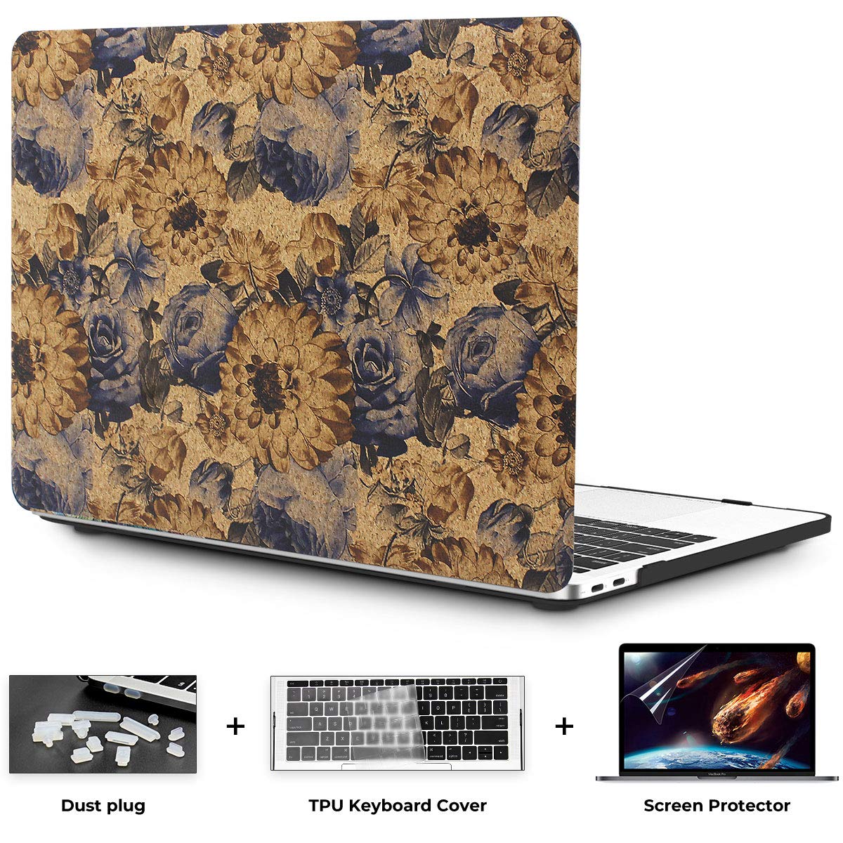 OneGET Laptop Case for MacBook Air 13 Inch Case 2018 A1932 Flowers Computer Case MacBook Air 13 Case Whith Touch ID Chrysanthemum (P5)