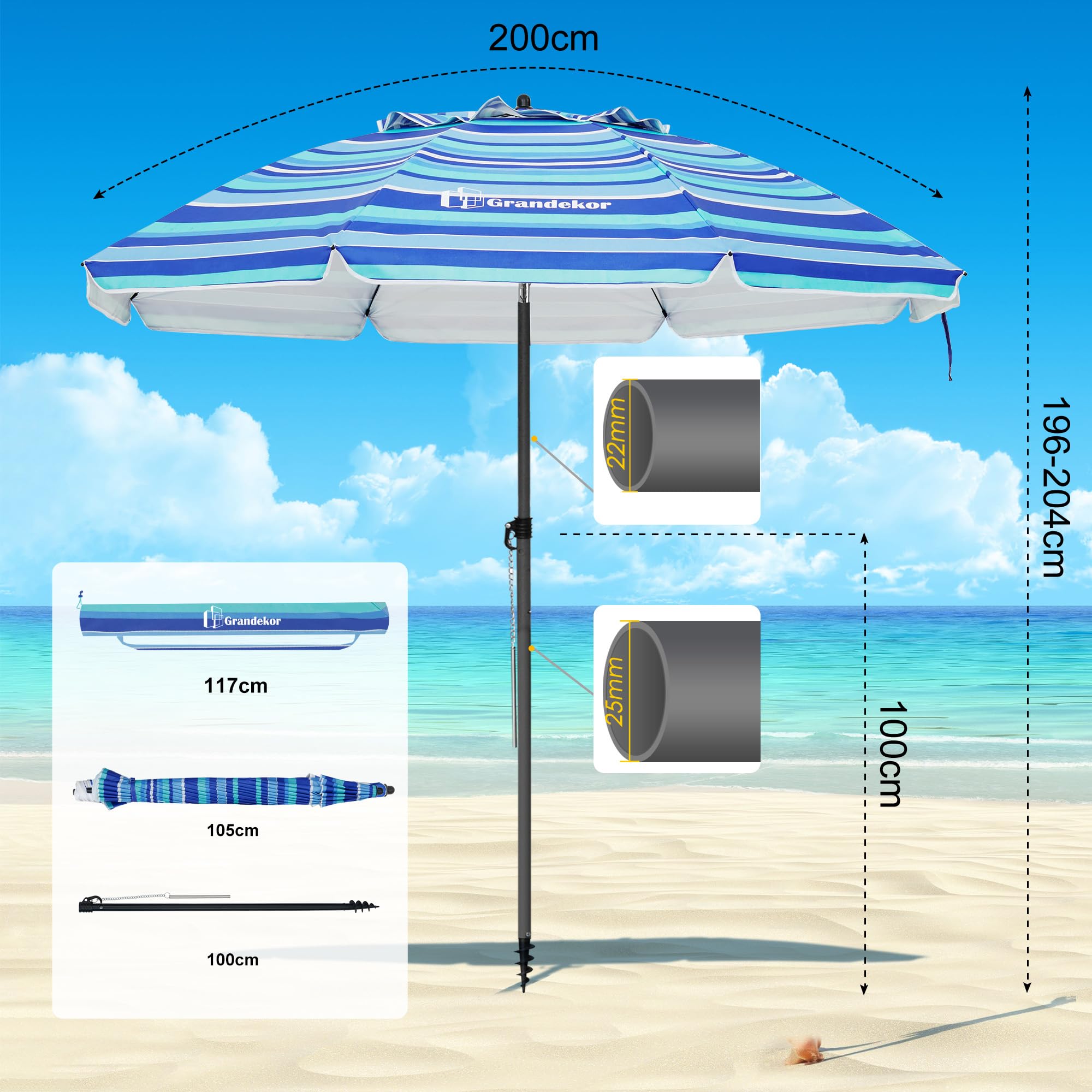 Ombrellone Robusto Con Pareti Laterali ( 240 Cm): Protezione - Foto 4