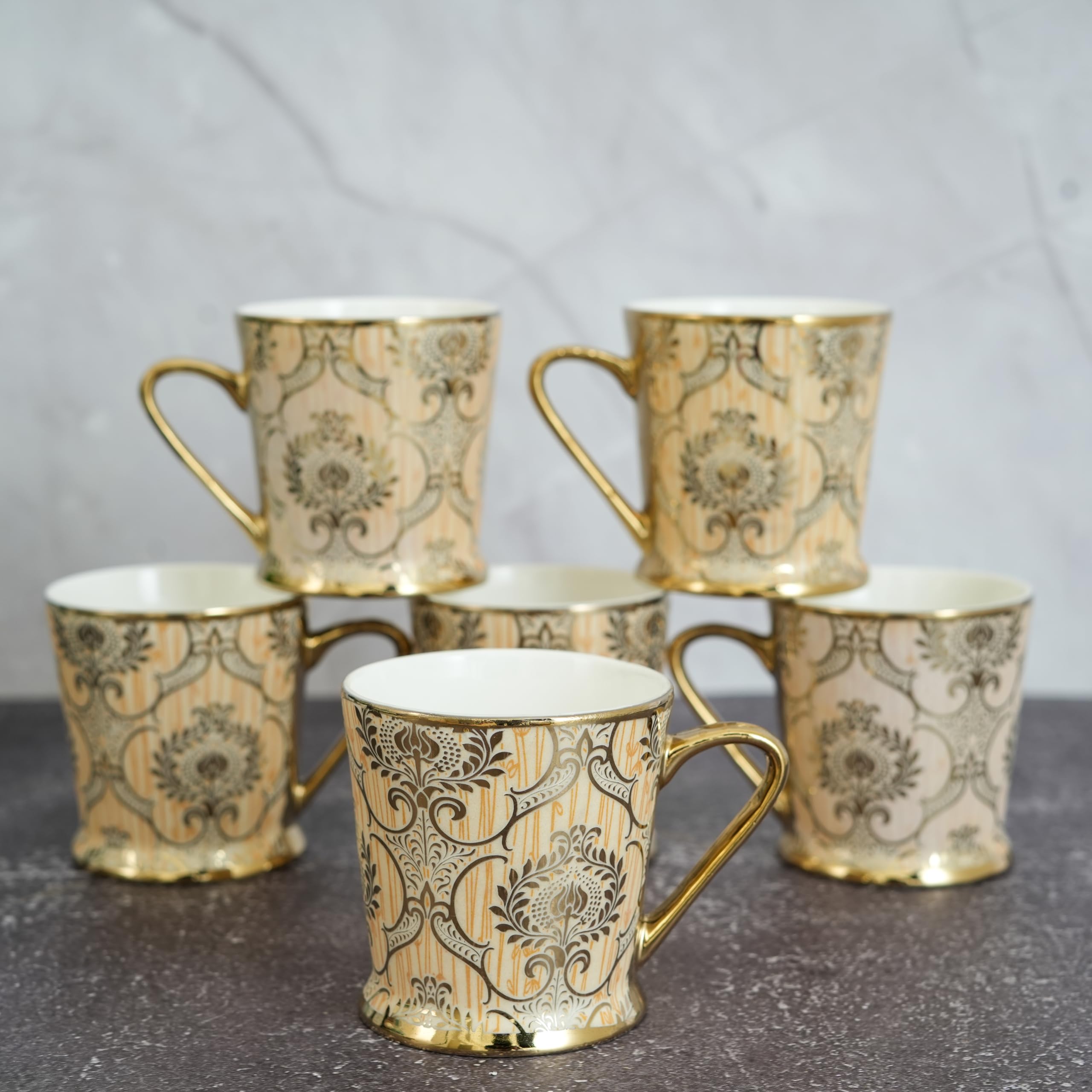 Femora Royal Gold Tea Cups - Set of 6 -4 Femora Royal Gold Tea Cups - Set of 6 -4
