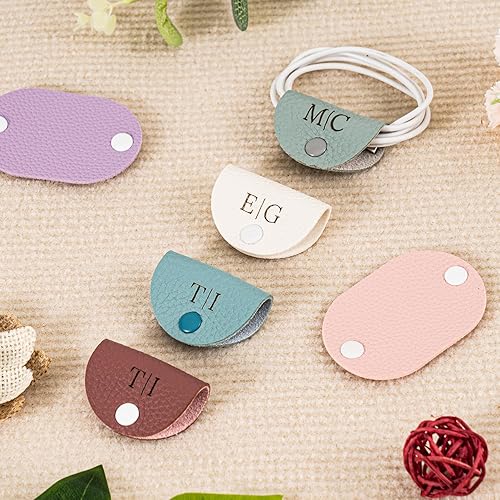 Miniatura 3 de Organizador de cordón de cuero personalizado, soporte de cable con nombre personalizado, soporte de cable para cargador de teléfono de auriculares,