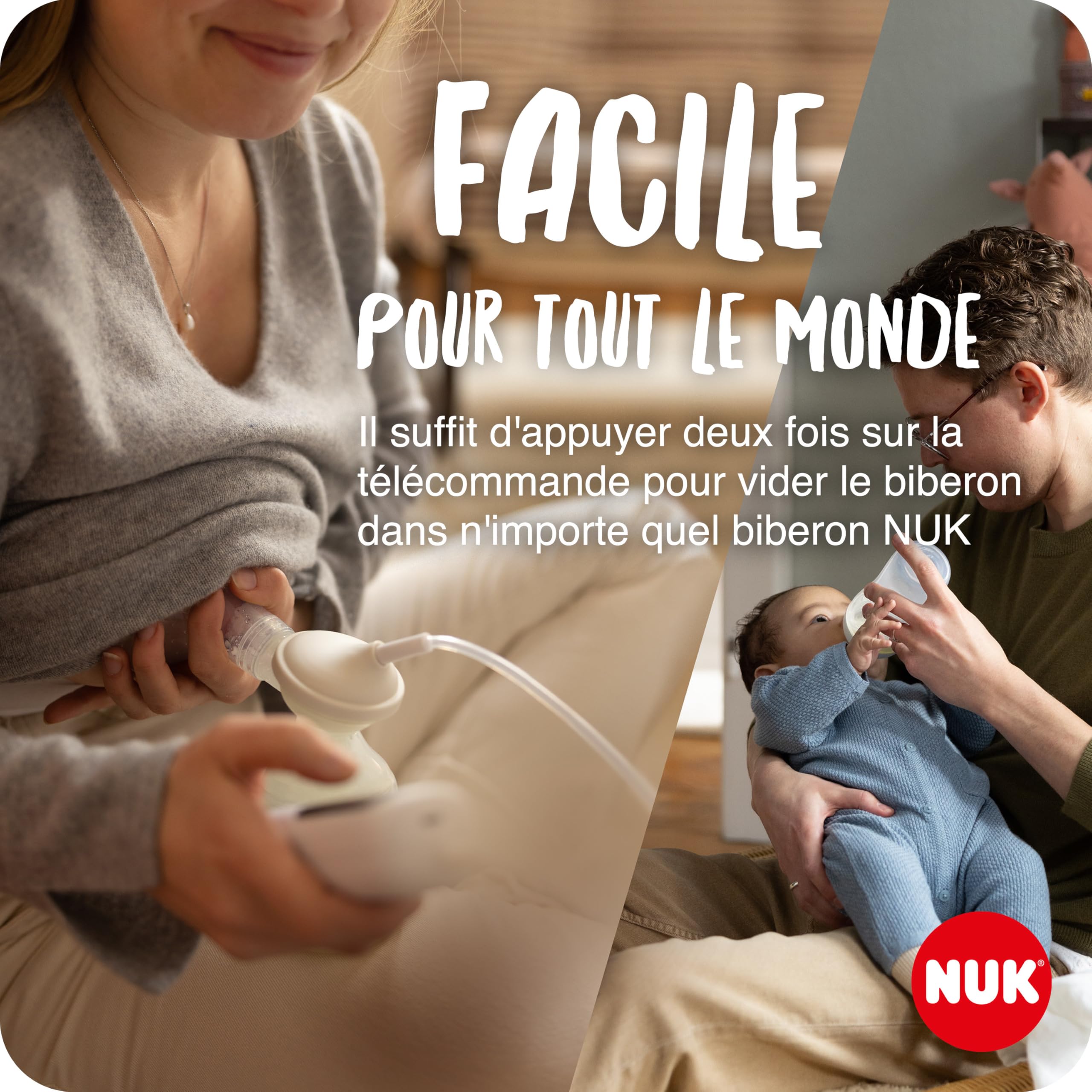 NUK Soft & Easy Tire-Lait Électrique | Téterelle Portable en Silicone avec Biberon Perfect Match | 150 ml, 2 Tailles 24/27 mm