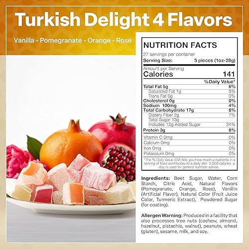 Miniatura 2 de Eastanbul Delicia turca, 35.3 onzas, dulces turcos, lokum surtido en regalo de madera de recuerdo, dulces internacionales, Dulces de Narnia, liso,