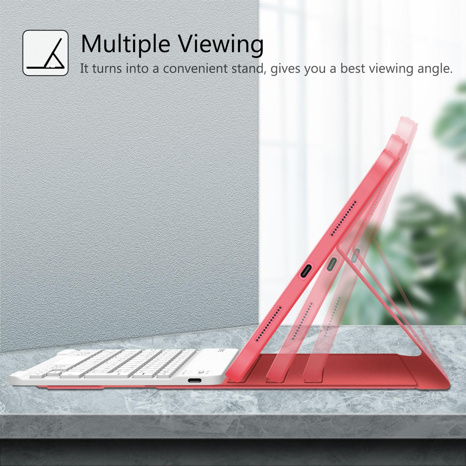 FINTIE Clavier pour iPad A16 11" 11e Génération 2025 / iPad 10e Génération 10.9" 2022, Coque avec Porte-Stylet, Multi-Angles, Clavier AZERTY sans Fil Bluetooth, Rose