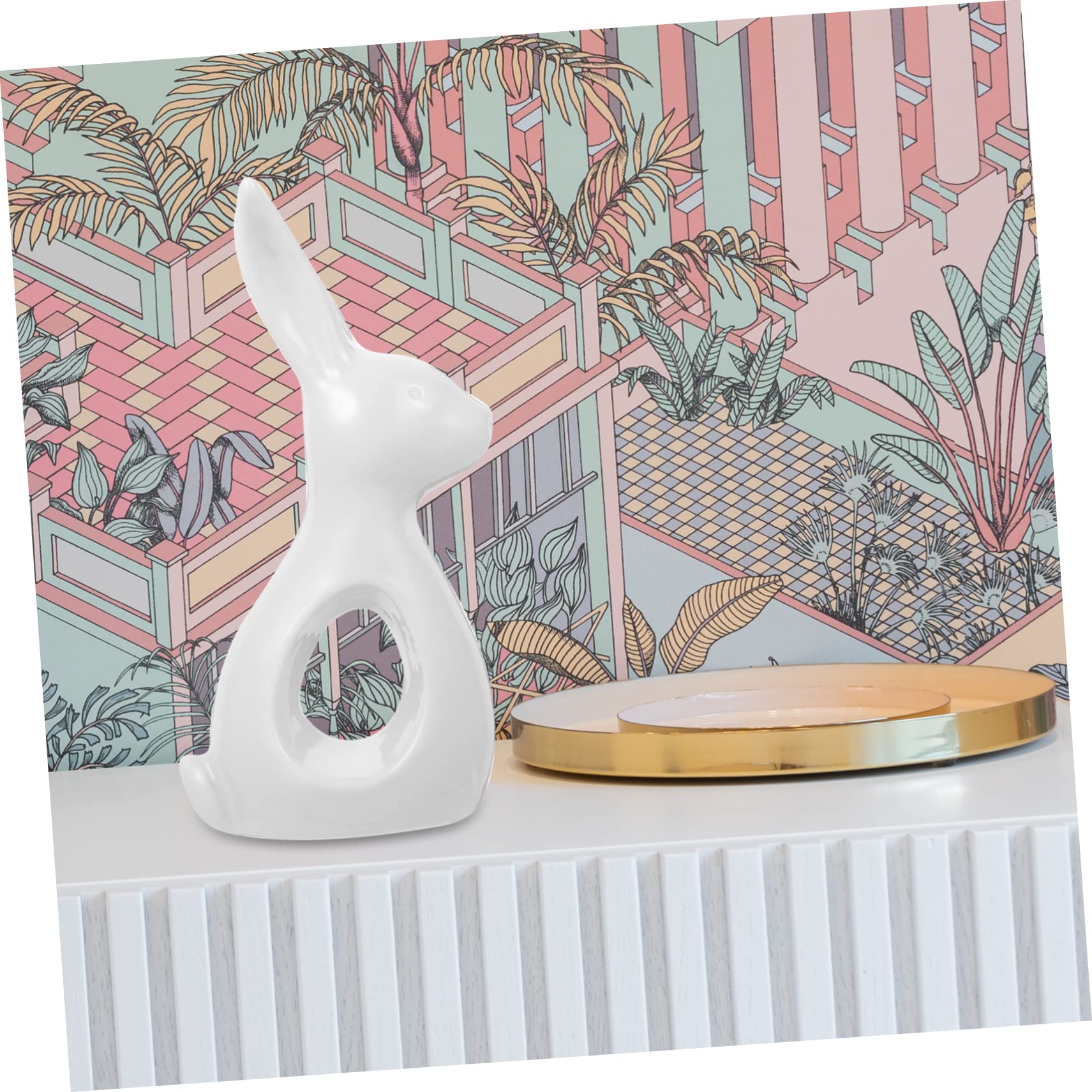 MAGICLULU Coniglio in Ceramica Statuina Di Coniglio Decorazione Da Tavolo Statuine Di Conigli Decorazioni Di Conigli Ornamenti Pasquali