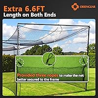 Vista 5 de ORIENGEAR Baseball Batting Cage Nets, ONLY NET, 70'L/55'L/35'L/20'L Baseball and Softball Cage Netting, 1.88" #45 Mesh, Professional Fully Enclosed