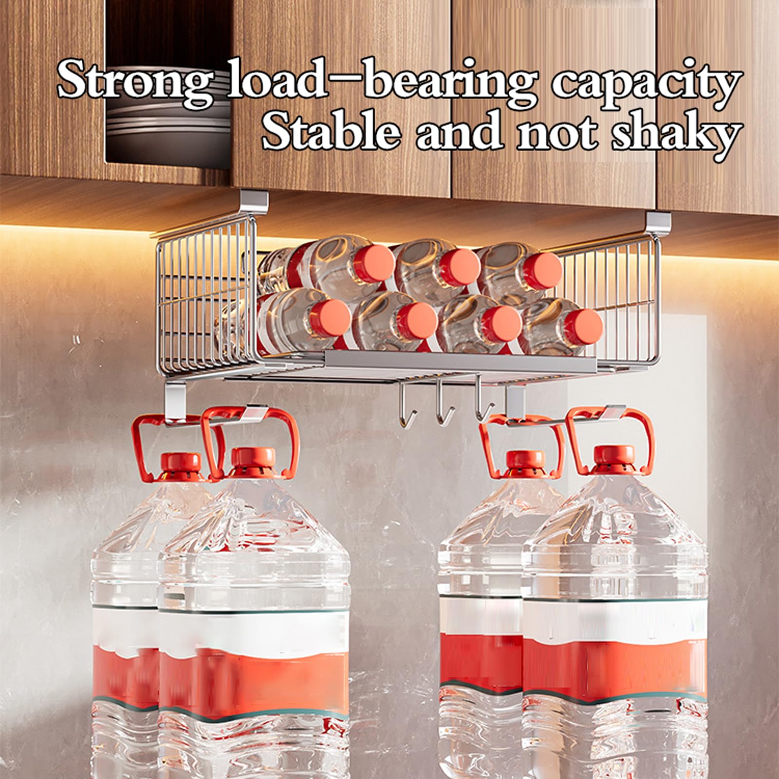 Cesta Colgante para Baldas,Cestas Almacenamiento Cocina Bajo Estantes,Cestas Colgantes para Armarios De Cocina,Plegables,Ajustable,para Cocina,Oficina,Despensa,BañO,Armario