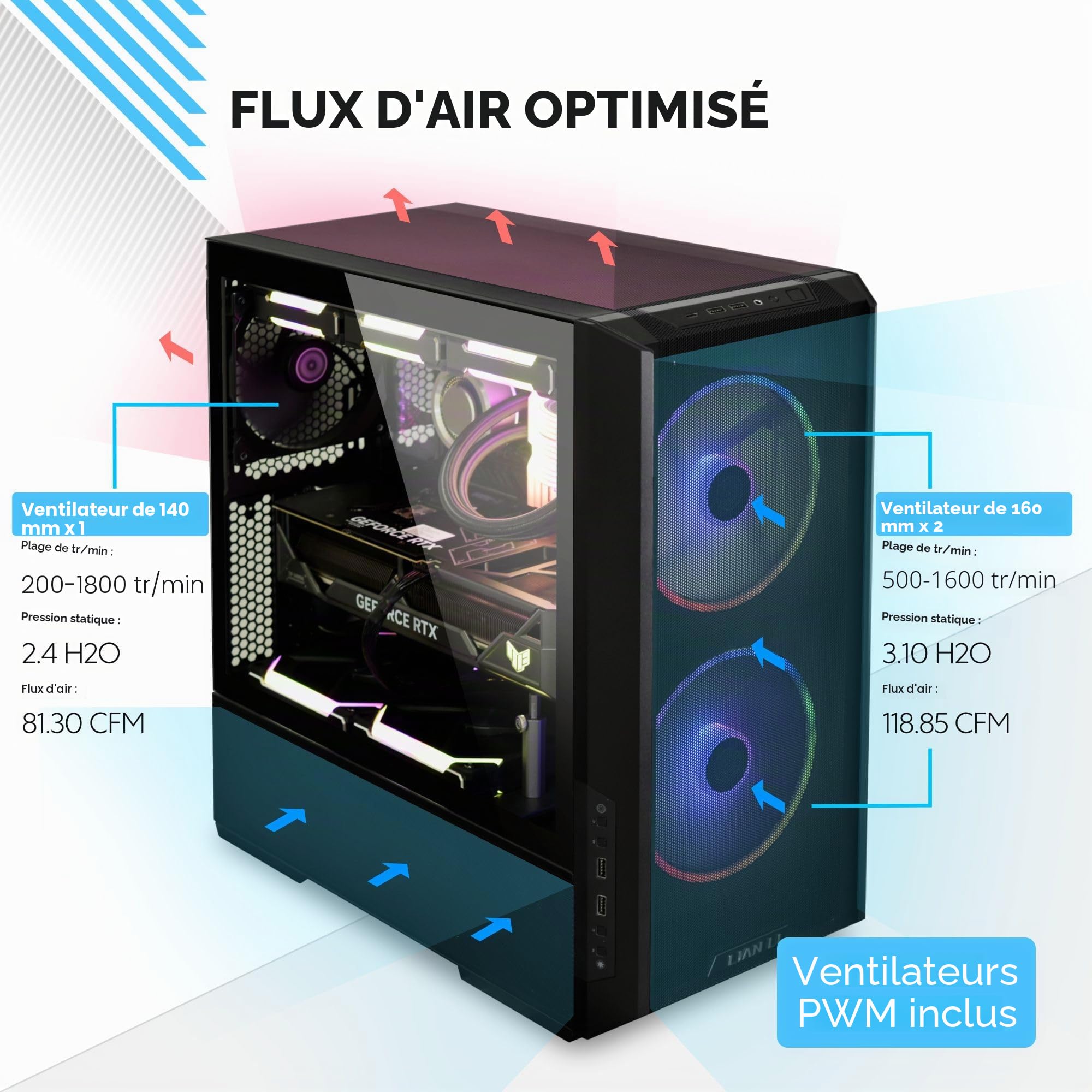 Lian Li Lancool 216 Midi Tower Trasparente, Bianco (lian Li Lancool 216 Rgb MiD-Tower Pc Case - White)