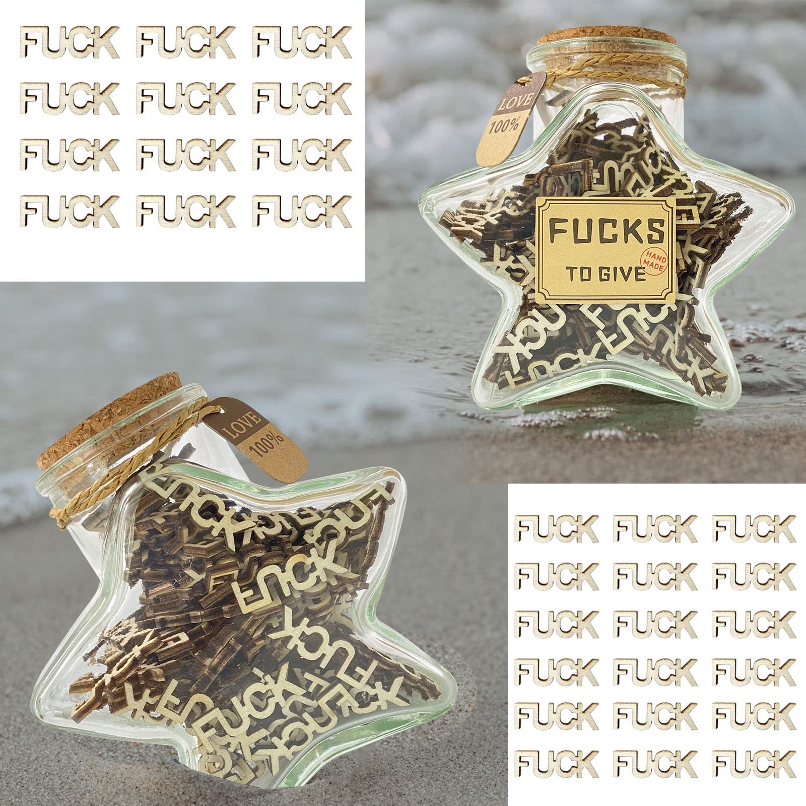10oz Jar of Fucks to Give- Stress Relief Toy for Adults, Humor Gift & Sarcastic Office Decor, Swear Jar for Anger Management, Funny Gag Gift for Coworkers/Friends(Mother's Day/Birthday/White Elephant)