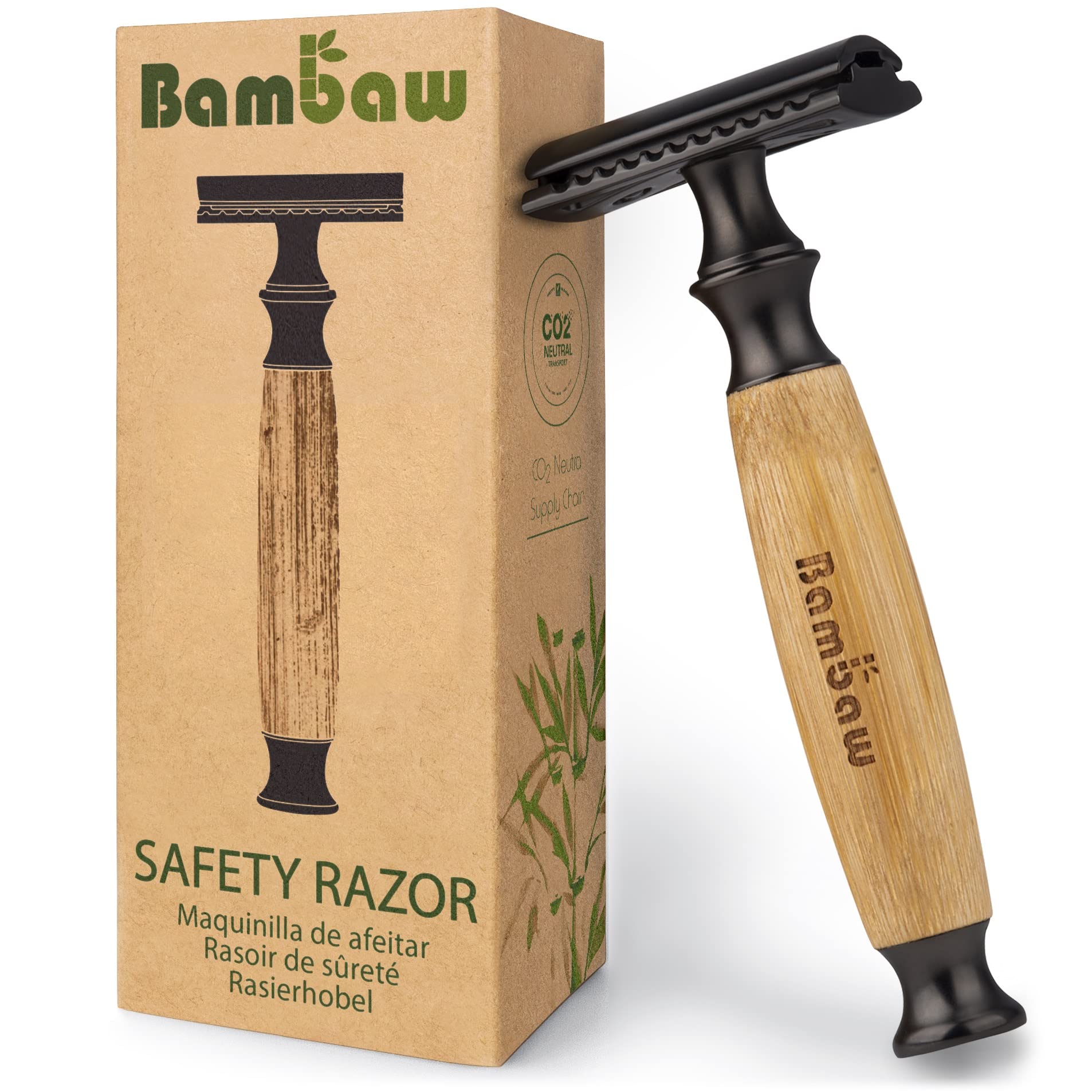 Bambaw Bamboo Safety Razor for Men and Women | Double Edge | Fits All DE Blades | Eco-Friendly and Reusable | Classic Design