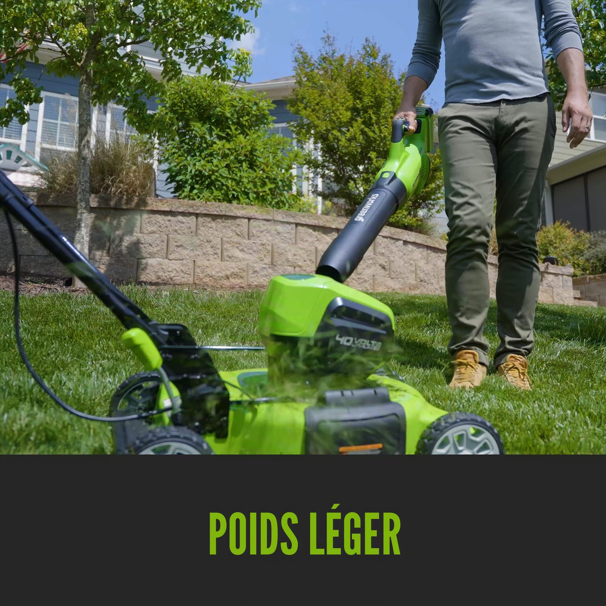 Greenworks 40V Souffleur sans Fil, Volume d'air 14,2 m3/Min, Vitesse de l'air 193,1 km/h, Vitesse Variable à l'infini (avec 2Ah Batterie et Chargeur)