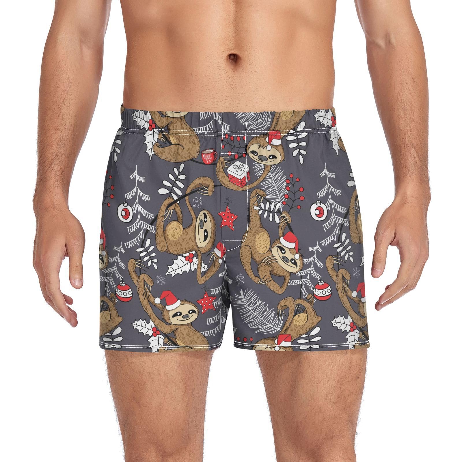 Men's Boxer Shorts Cotton Loose Underwear with Button Fly