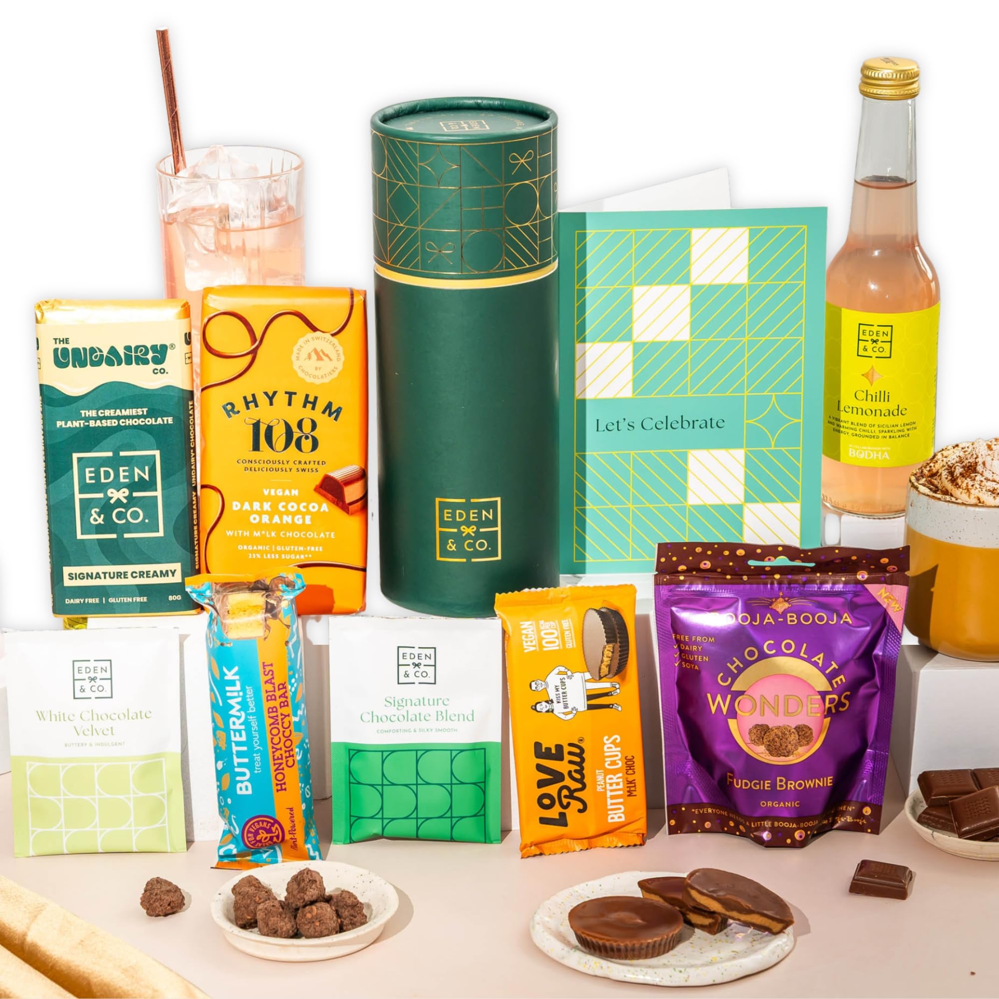 Gluten Free Hamper Gift Box with Truffles & Hot Chocolate Set, Congratulations Gift Hamper For Her by EDEN & CO