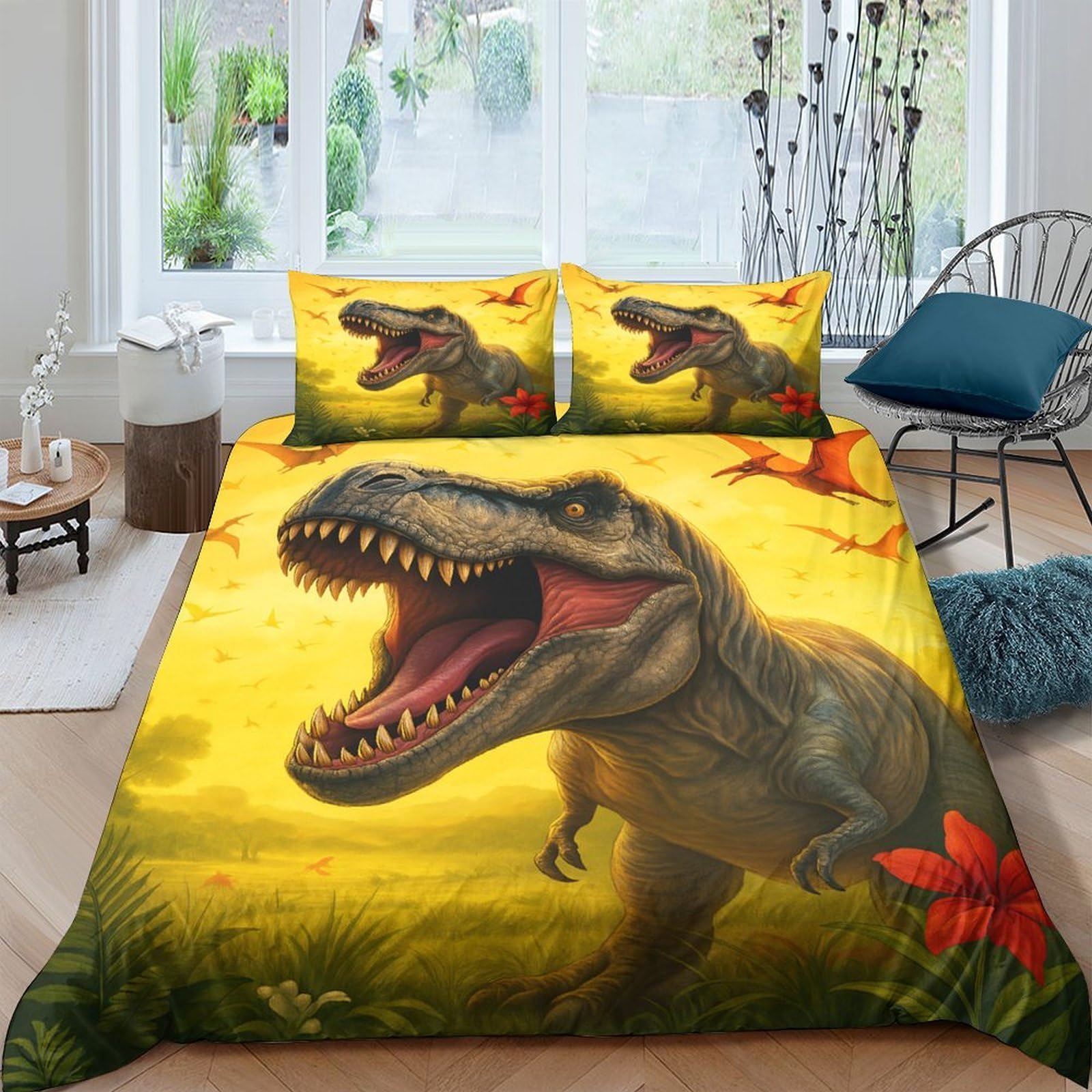 Ctjqhvkz Style-7 3D Printed Dinosaur Jungle Fitted Sheet Microfiber Soft Non Slip Bed Cover For Bedroom Guest Room Decor Single（135X200cm）