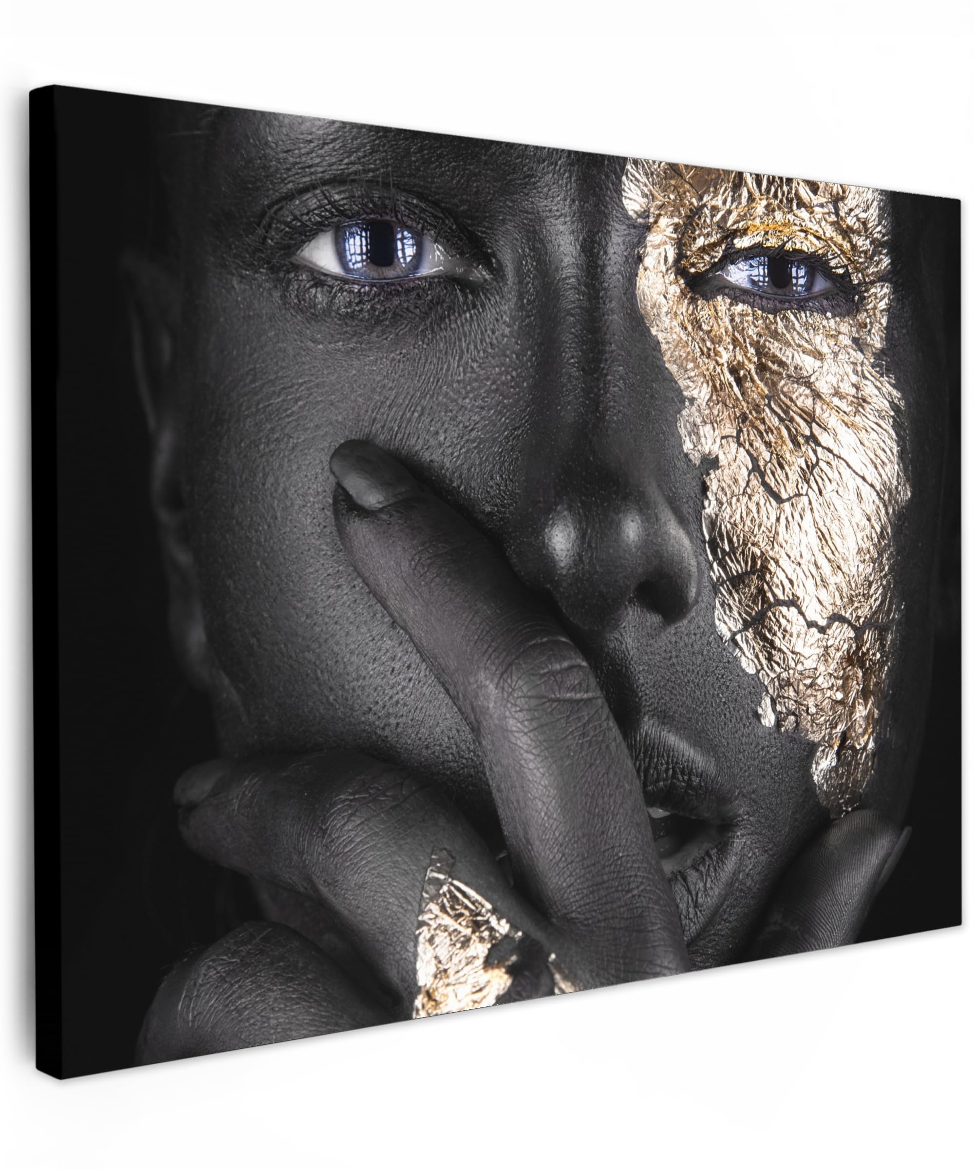 Muchowow Woman - Gold Muchowow© Canvas Wall Art 28"X20" / 70X50 Cm Decor Paintings Prints Framed On Canvas Decorations Wallart - Black
