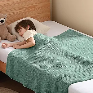 Guohaoi Knitted Weighted Blanket Kids (Haze Green 50"x60" 5lbs) No Beads Cooling Heavy Blanket, Home Decor Breathable Chunky Knit Throw Blanket for All-Season Use