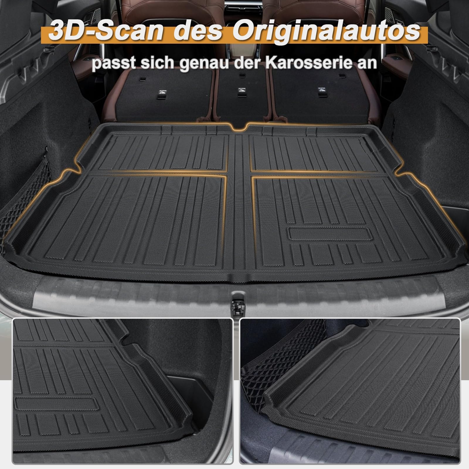 ECOZEN kofferraumwanne für BMW x1/ix1 U11 2022-2026 aus TPE Allwetter Original 3D-Scan Kofferraummatte, wasserdicht verschleißfest Laderaumwanne Hohe Passform Hoher Rand Matte BMW X1 U11 Zubehör