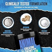 Vista 5 de Animal Creatine Chews – Enhanced Creatine Monohydrate Chewable Tablets with AstraGin & Sea Salt, Max Absorption Pre Post-Workout, Lean Muscle