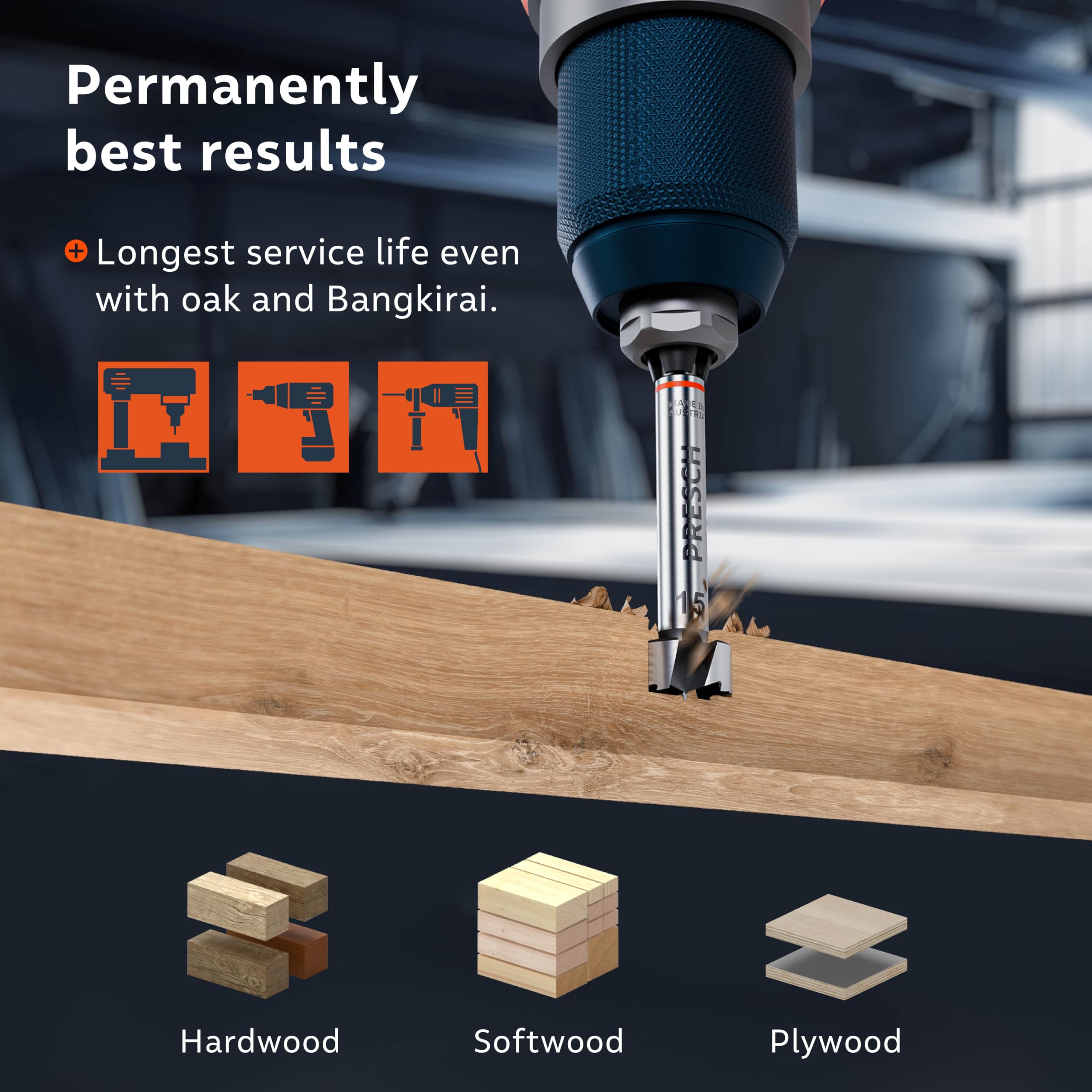 Presch Forstner Drill Bit diameter 15mm, Drill bit for wood with high-precision centering point for perfect round holes - Image 4