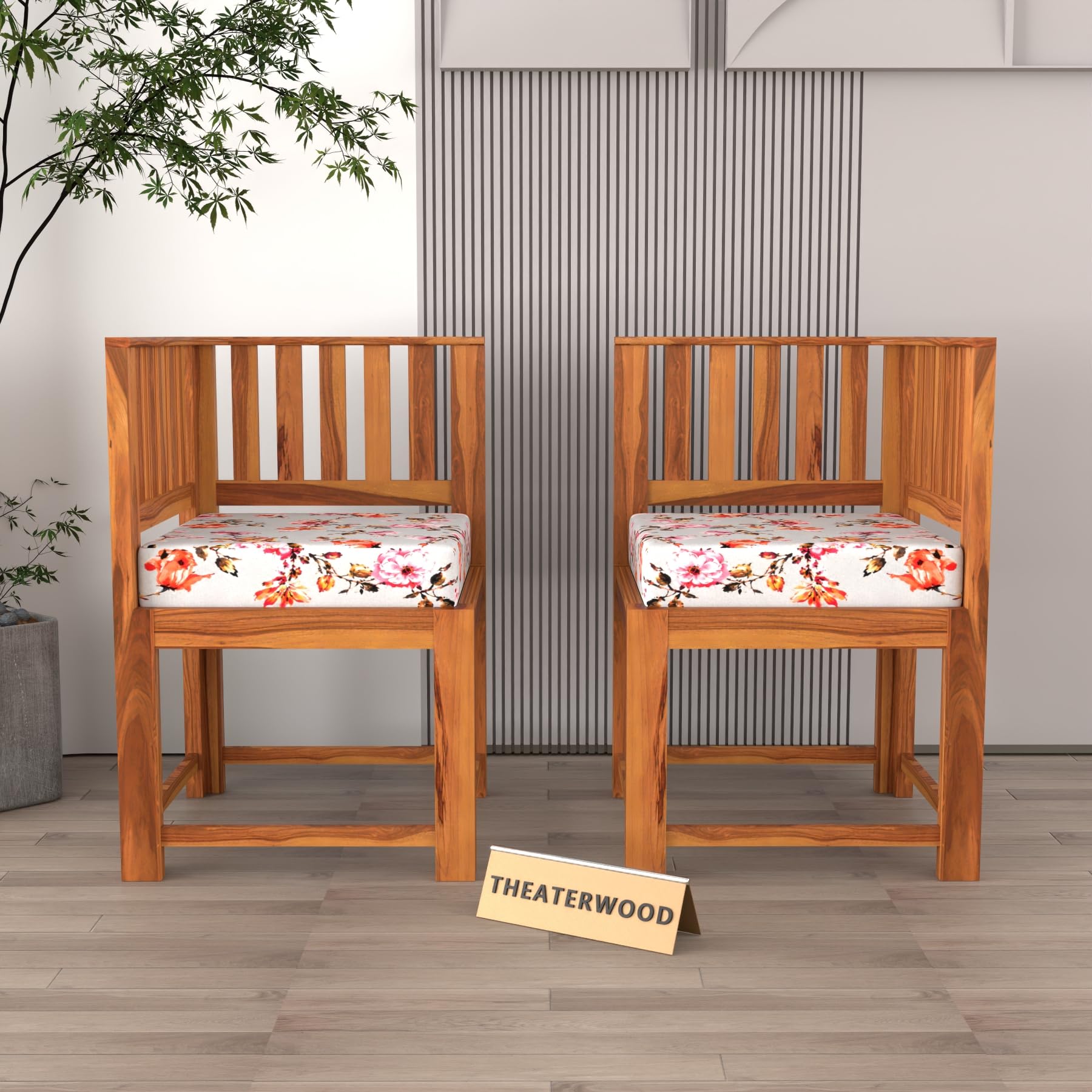 Sheesham Wooden Two Dining L Shap Chair Set with Cushion Seat for Living Room | Solid Wood Study Chair for Living Room | Office Chair for Home & Office (Brown Finish)-image-20